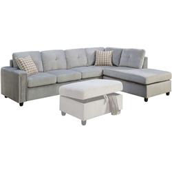 Picture of ACME 52710 2 Piece Belville Reversible Sectional Sofa with Pillows - Gray Velvet