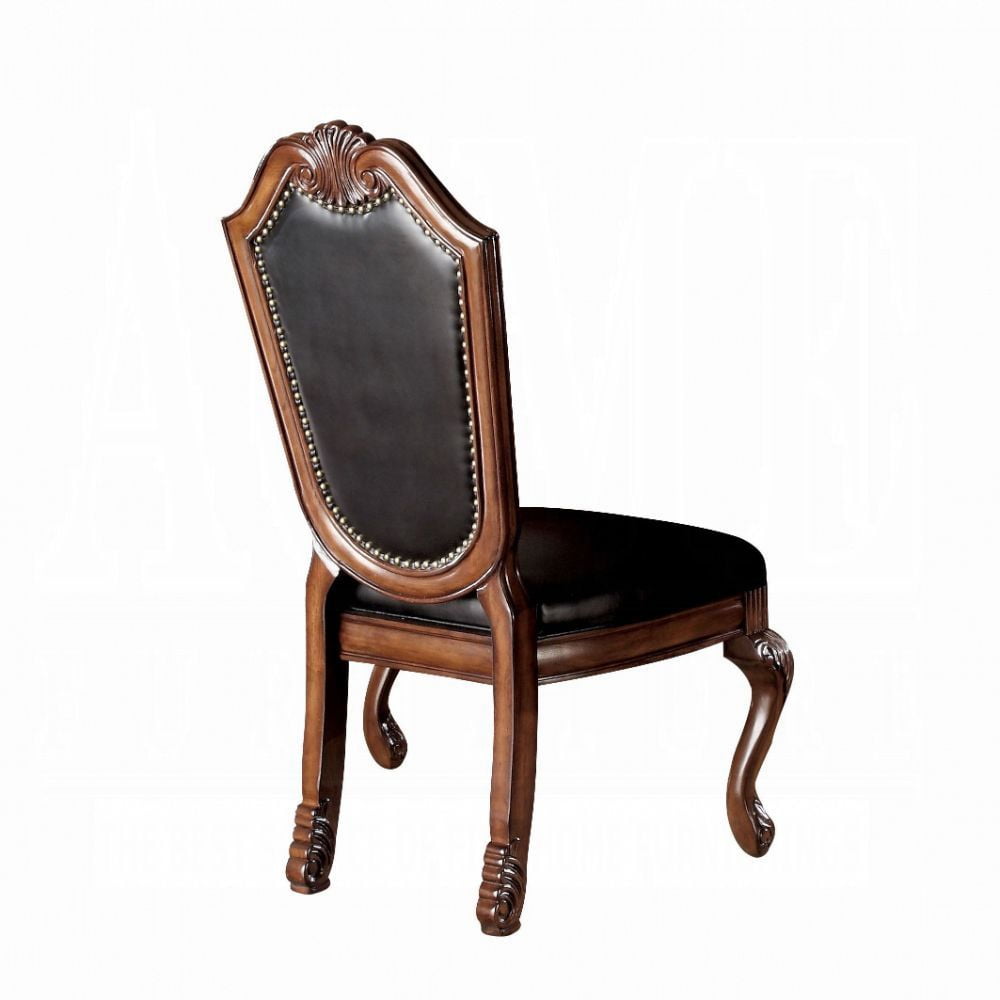Picture of ACME 10038 Chateau De Ville Side Chair - Black PU & Cherry&#44; Set of 2