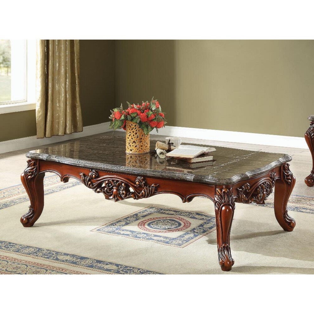 Picture of ACME 83065 Eustoma Coffee Table - Marble & Walnut - 20 x 63 x 36 in.