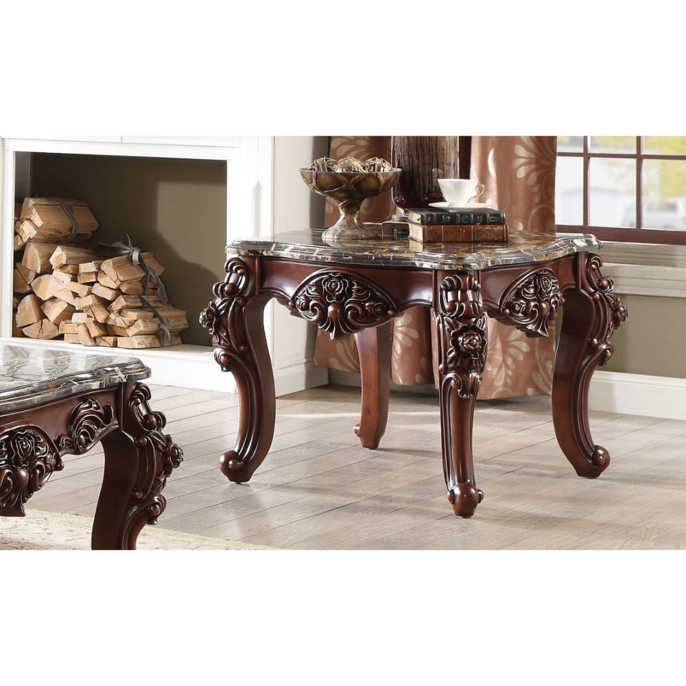 Picture of ACME 83072 Forsythia End Table - Marble & Walnut - 25 x 30 x 30 in.