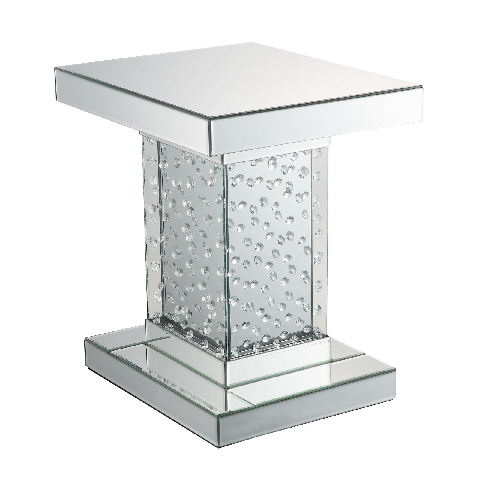 Picture of ACME 80284 Nysa End Table - Mirrored & Faux Crystals - 20 x 16 x 16 in.