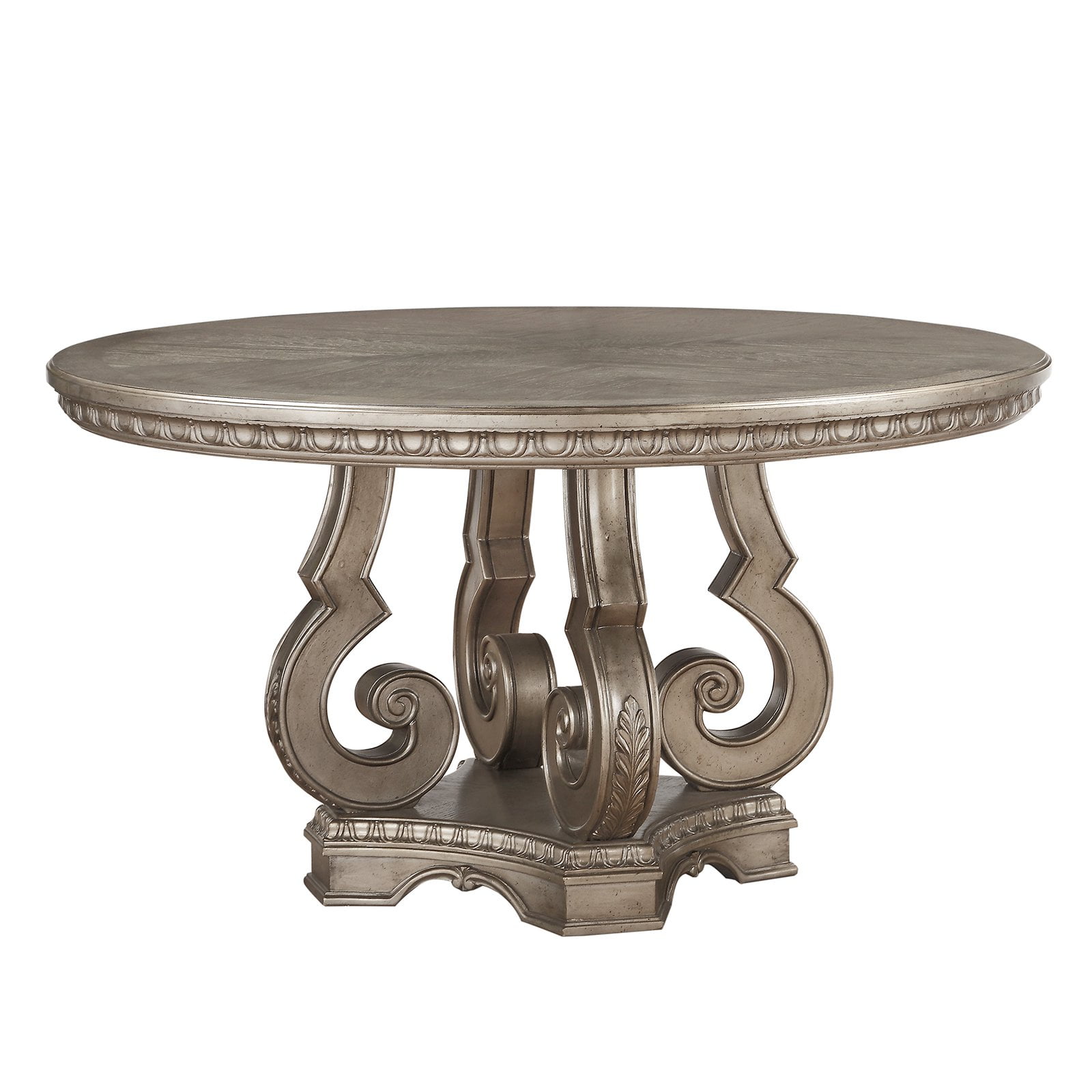 Picture of ACME 66915 Round Northville Dining Table with Single Pedestal - Antique Champagne