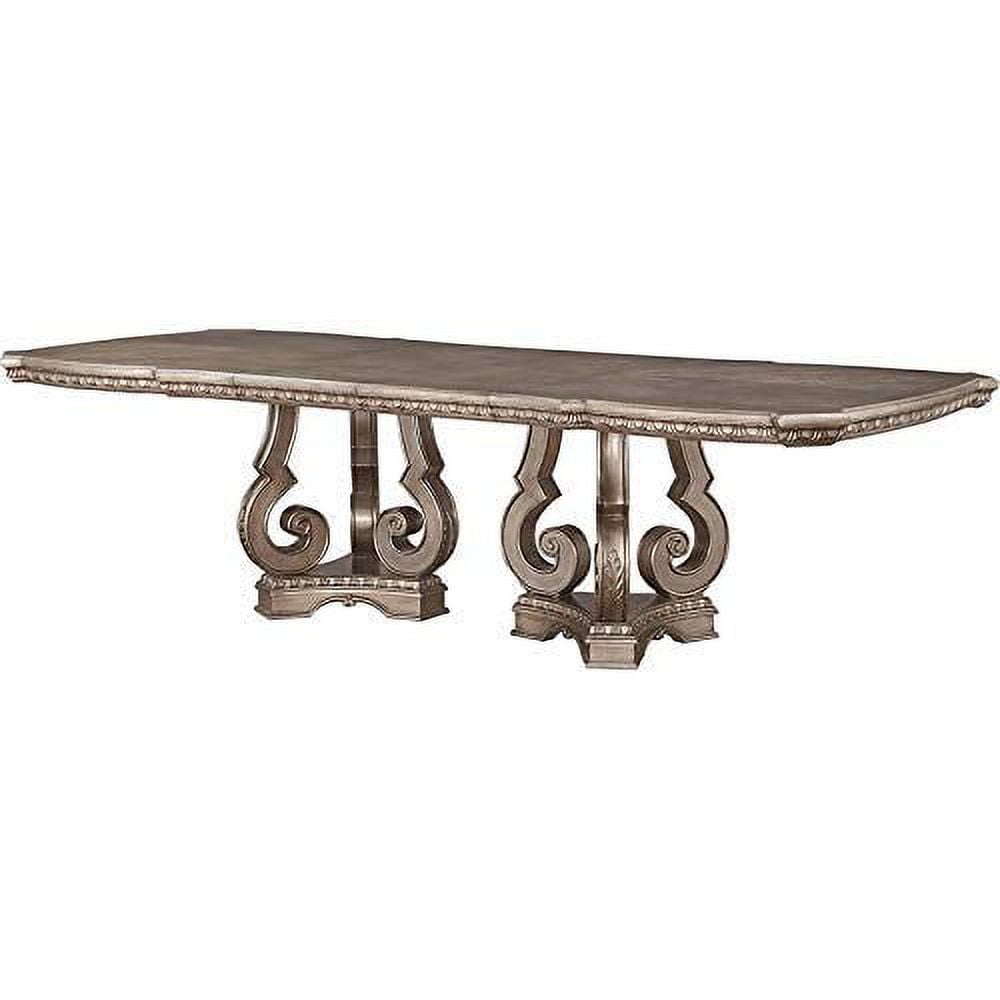 Picture of ACME 66920 2 Piece Rectangular Northville Dining Table with Double Pedestal - Antique Champagne