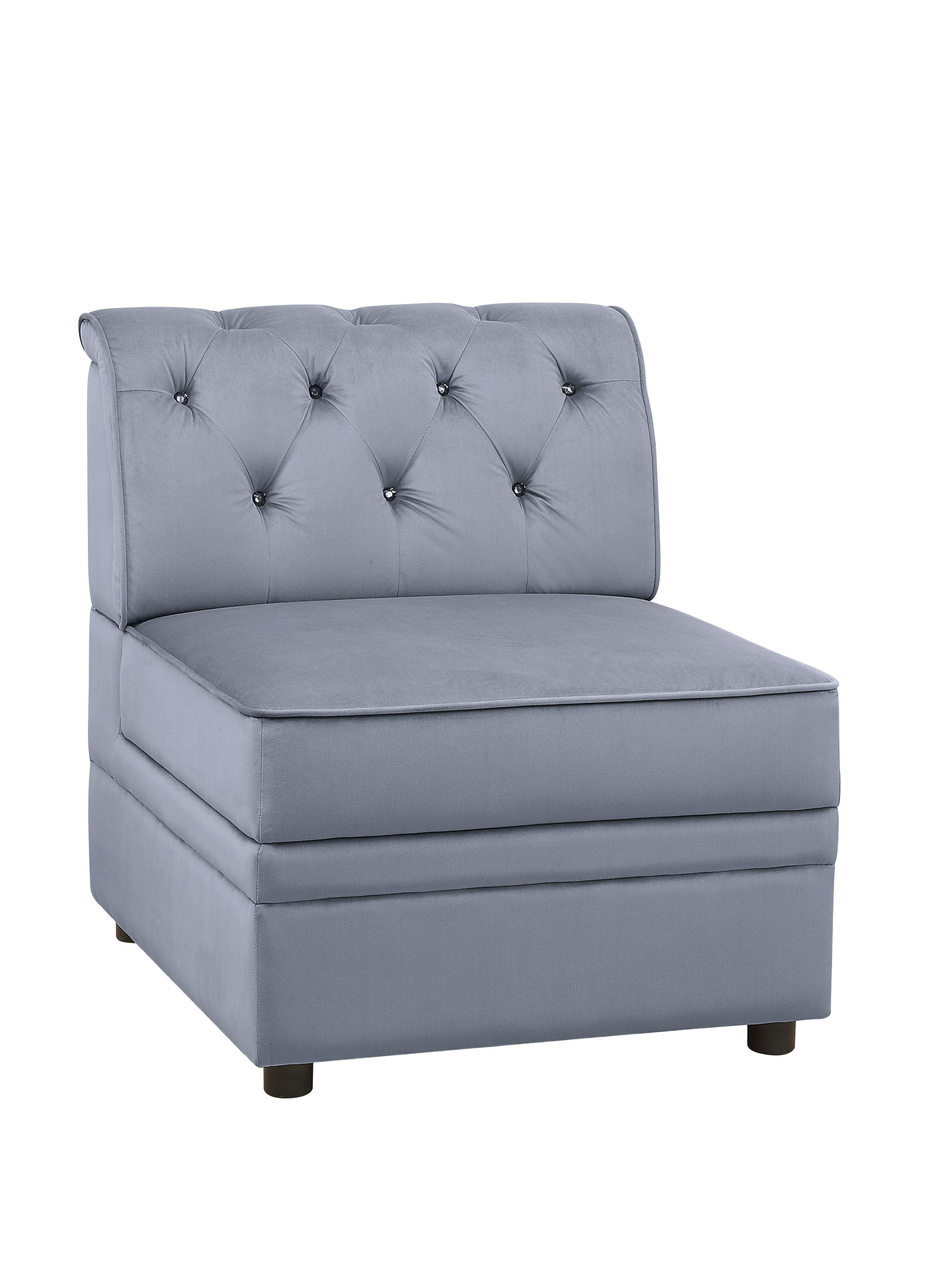 Picture of ACME 53305 Bois II Modular Armless Chair - Gray Velvet - 33 x 29 x 34 in.