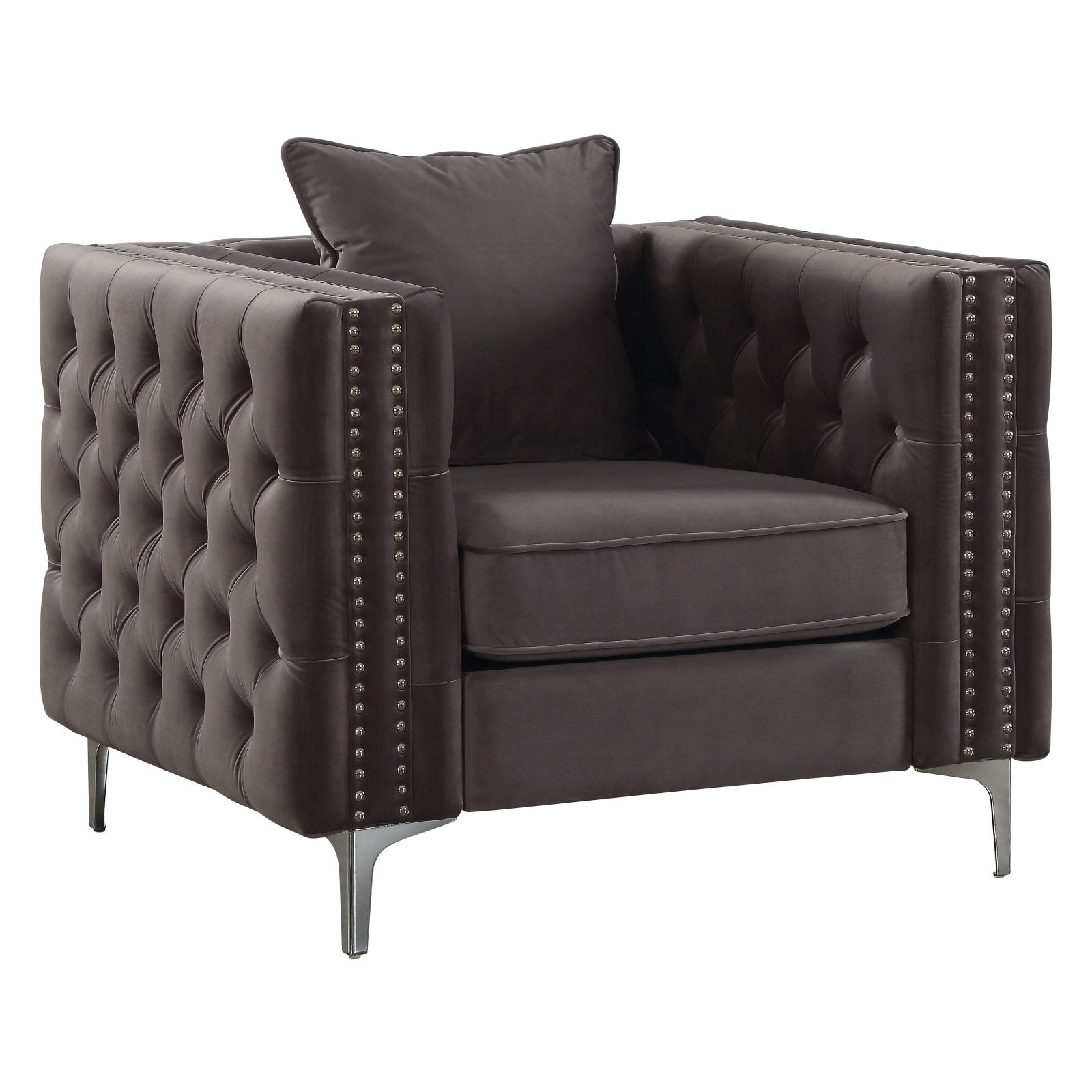 Picture of ACME 53389 2 Piece Gillian II Chair with 1 Pillow - Dark Gray Velvet