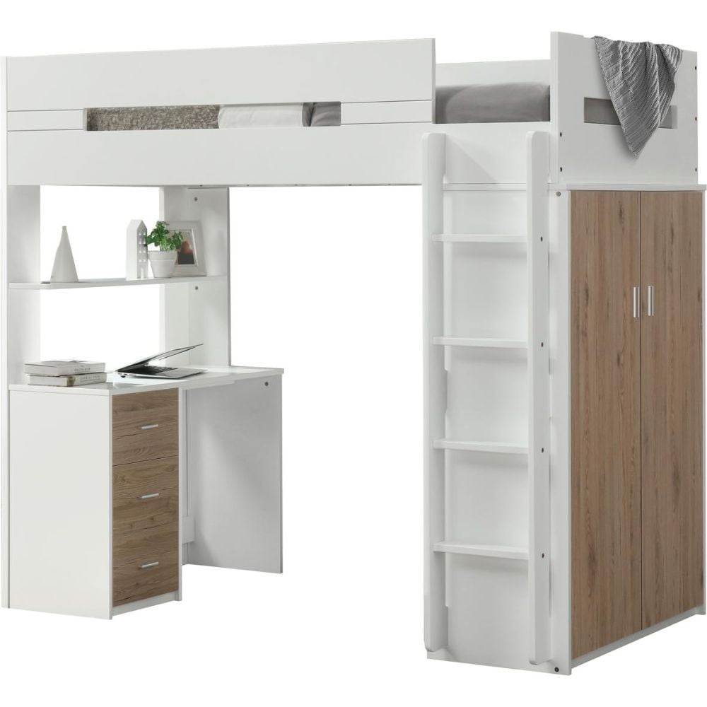 Picture of ACME 38055 5 Piece Nerice Loft Bed - White & Oak