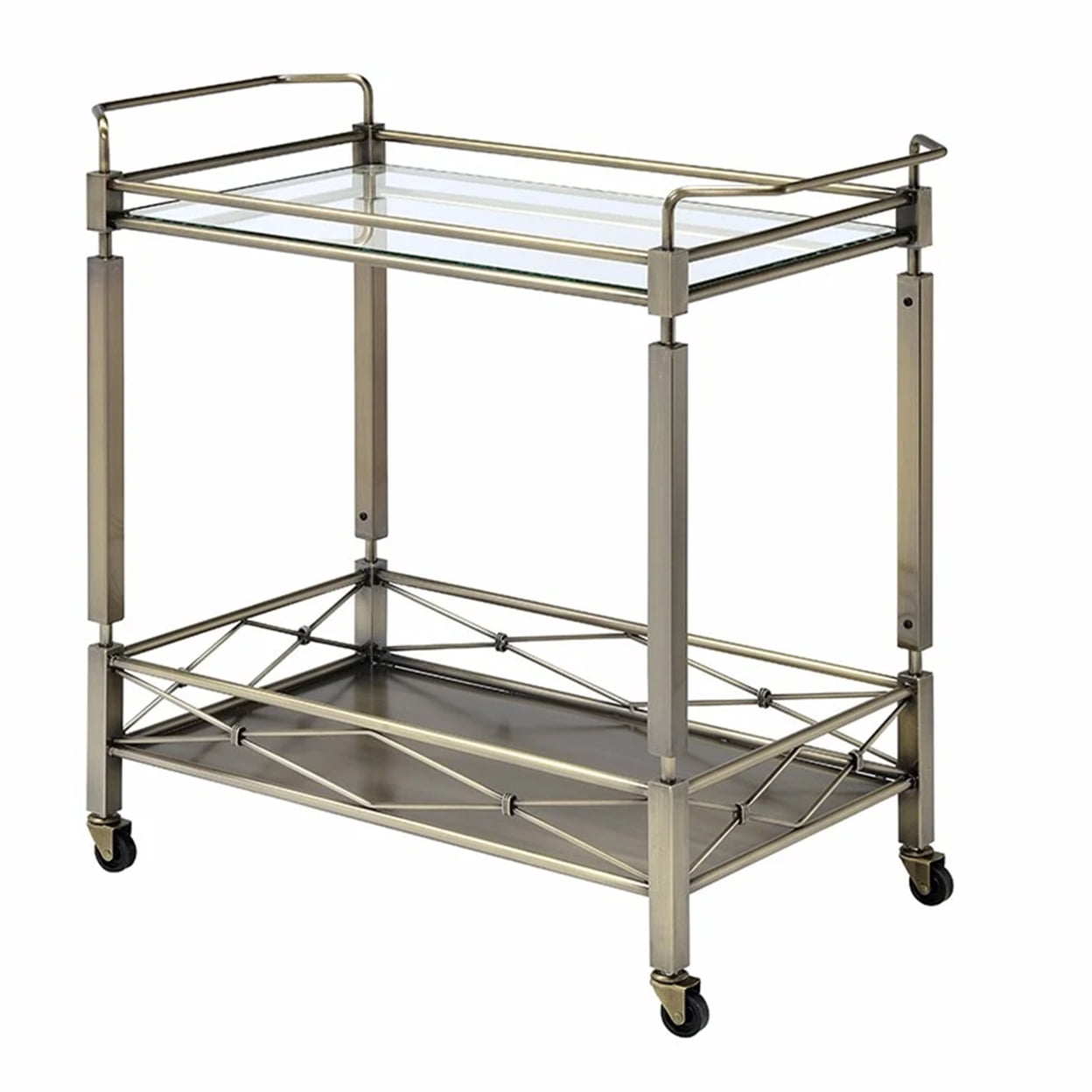 Picture of ACME 98350 Matiesen Serving Cart - Antique Gold & Clear Glass - 30 x 32 x 16 in.