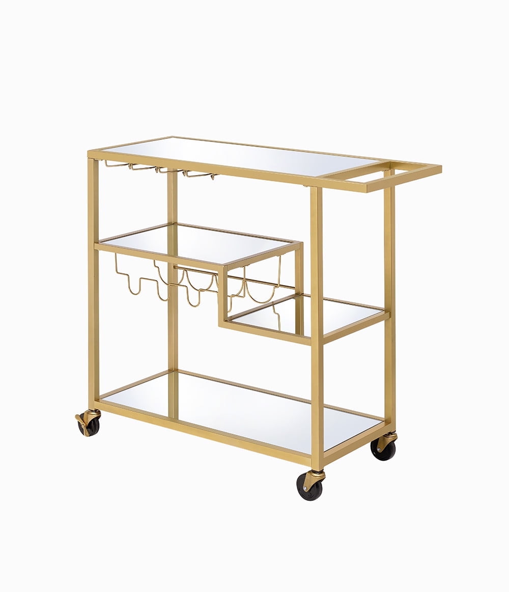 Picture of ACME 98354 Adamsen Serving Cart - Champagne & Mirror - 37 x 40 x 16 in.
