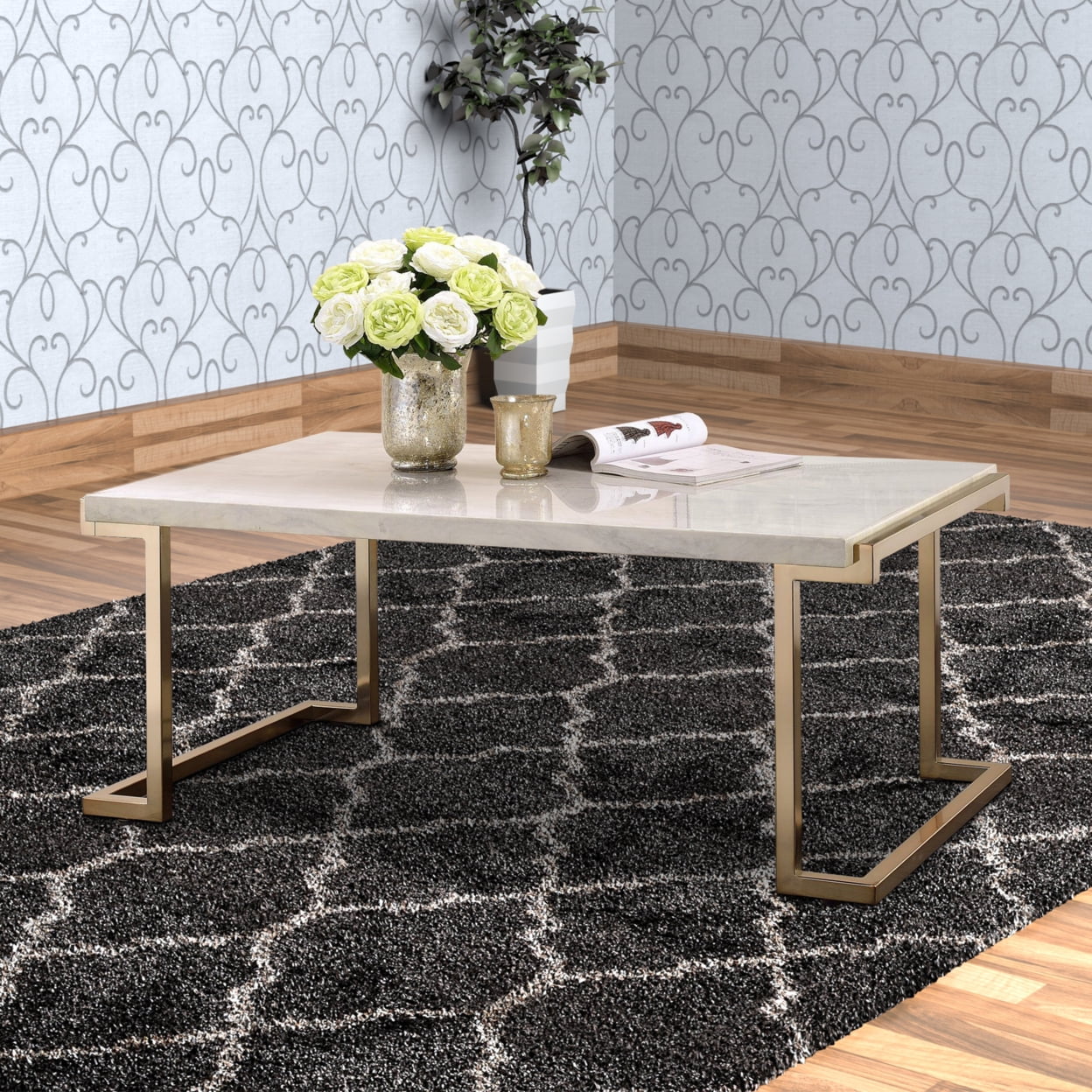 Picture of ACME 82870 Boice II Coffee Table - Faux Marble & Champagne