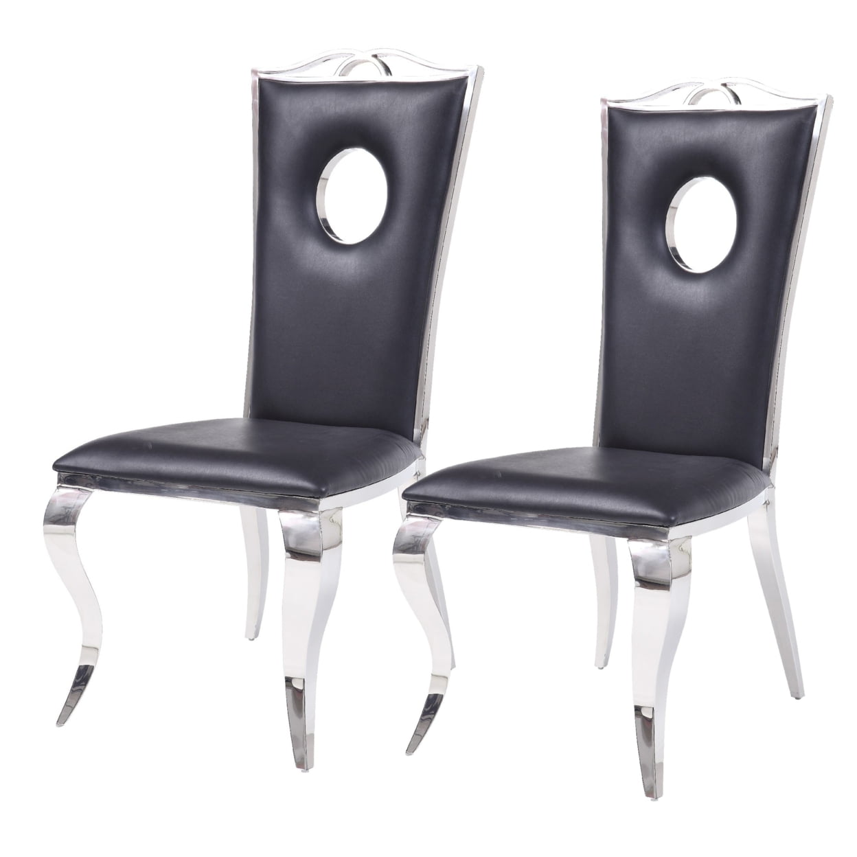 Picture of ACME 62078 Rectangular Cyrene Side Chair - PU & Stainless Steel&#44; Set of 2