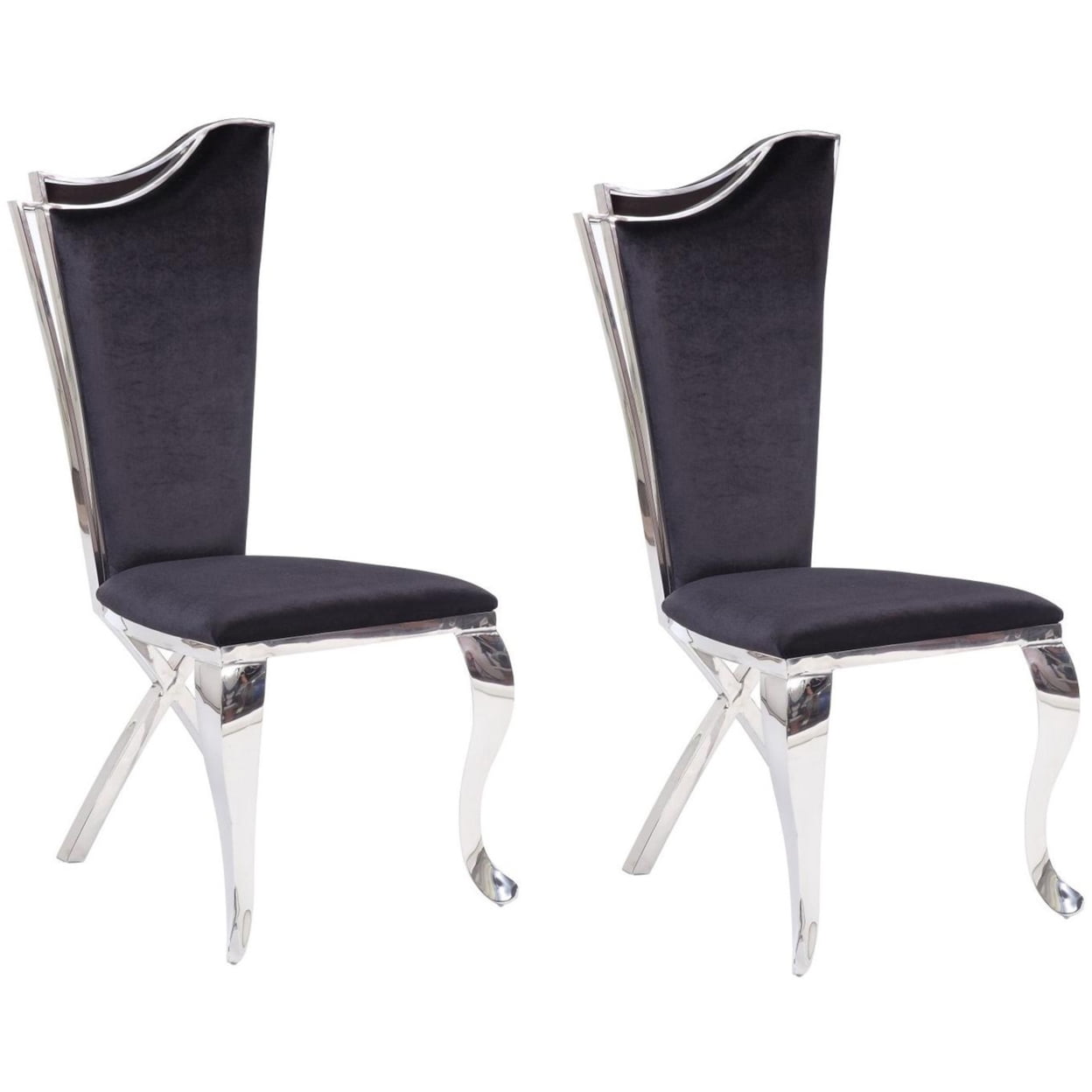 Picture of ACME 62079 Rectangular Cyrene Side Chair - Fabric & Stainless Steel&#44; Set of 2
