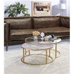 Picture of ACME 81110 2 Piece Shanish Nesting Table Set - Faux Marble & Gold - 16 x 36 x 36 in.