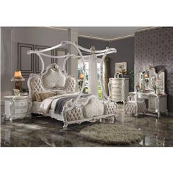 Picture of ACME Furniture 28204CK Picardy California King Size Bed with Canopy&#44; Fabric & Antique Pearl