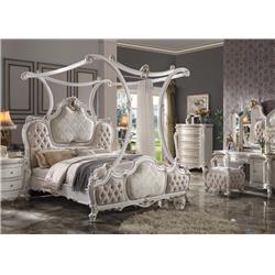 Picture of ACME Furniture 28207EK Picardy Eastern King Size Bed with Canopy&#44; Fabric & Antique Pearl