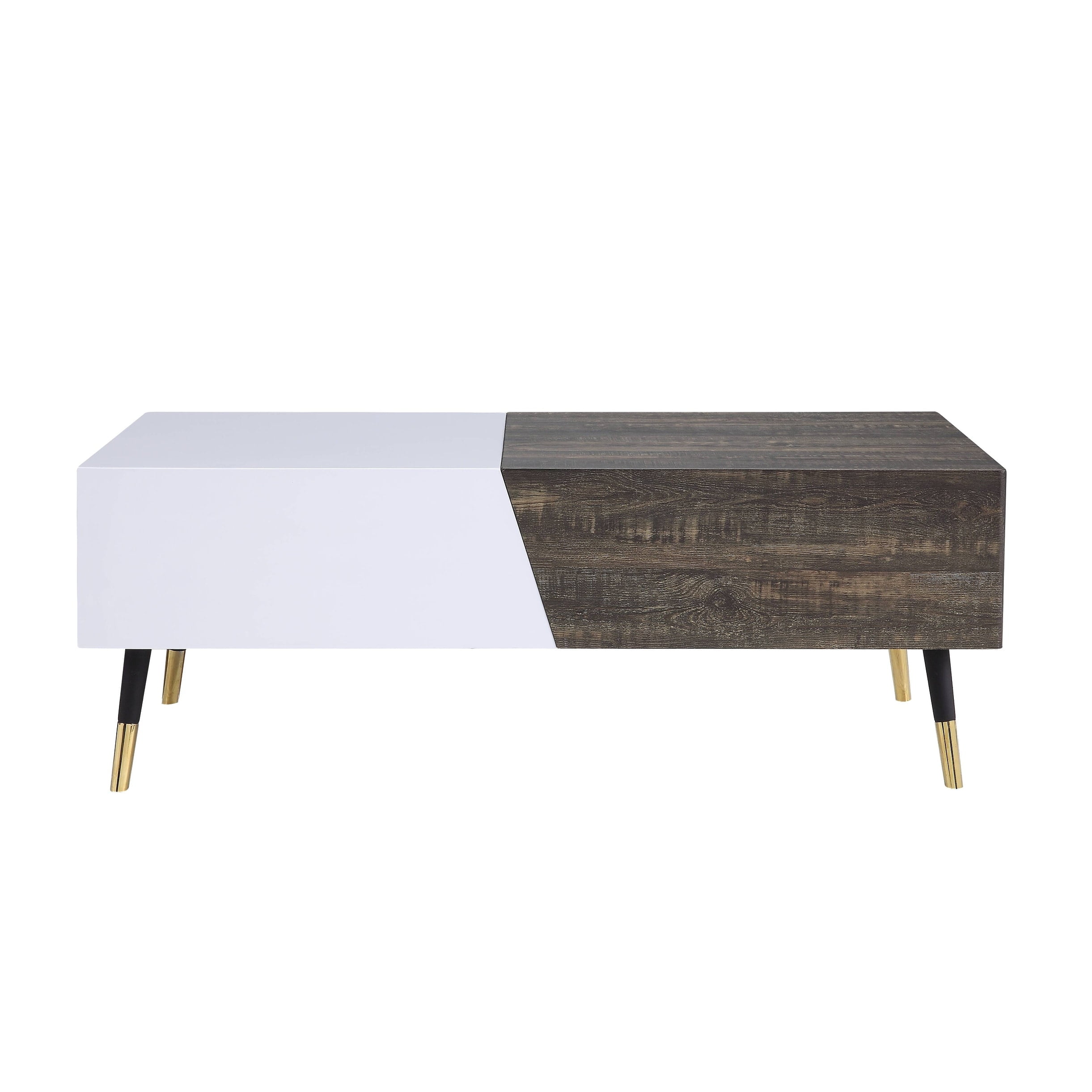 Picture of ACME Furniture 84680 Orion Coffee Table in High Gloss & Rustic Oak - 18 x 24 x 48 in.