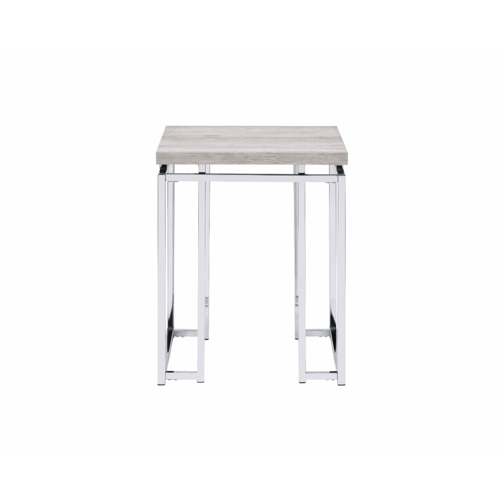 Picture of Acme Furniture 85372 Chafik End Table&#44; Natural Oak & Chrome