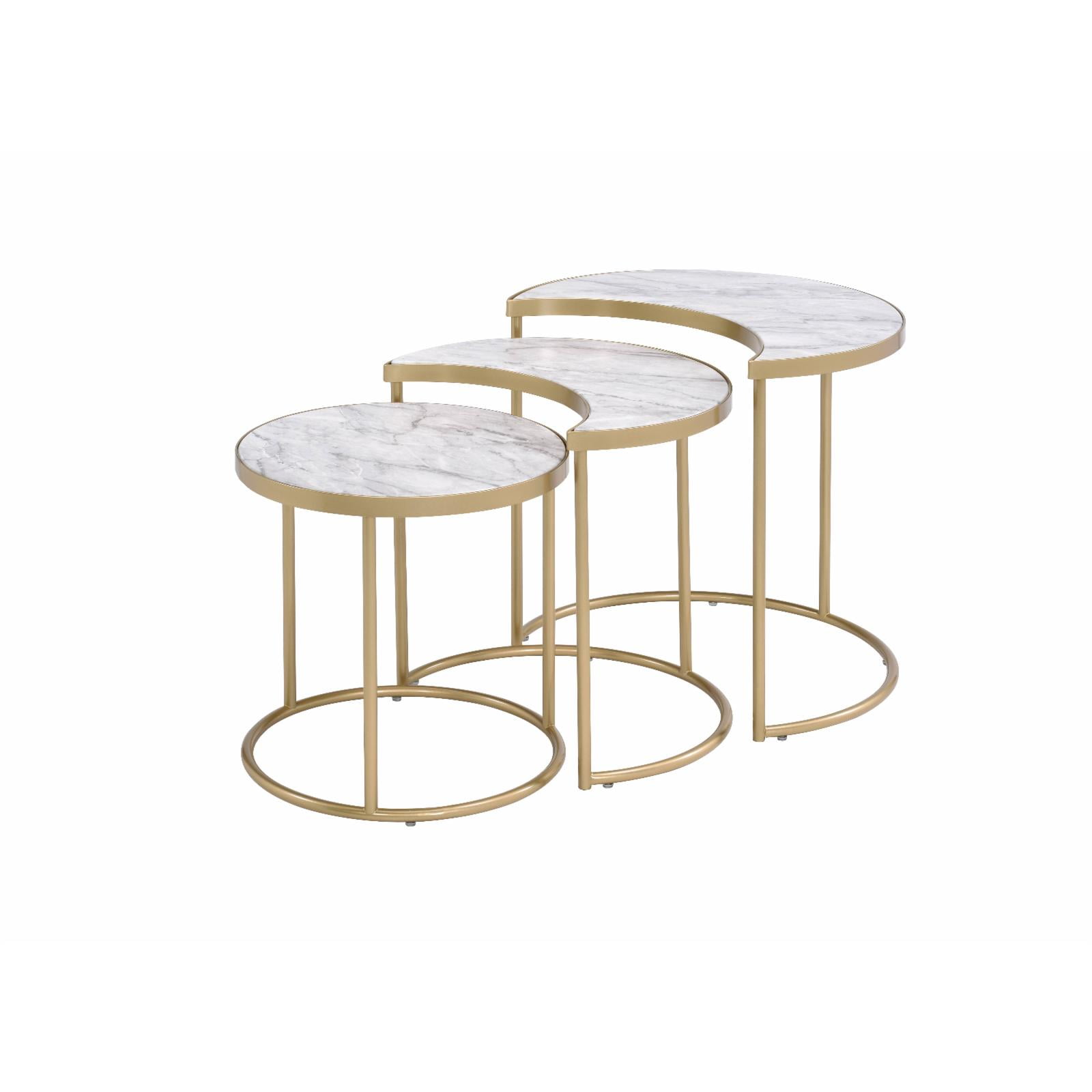 Picture of ACME Furniture 85390 24 ia. x 20 in. - arge in. Anpay Nesting Tables&#44; Faux Marble & Gold - 3 Piece