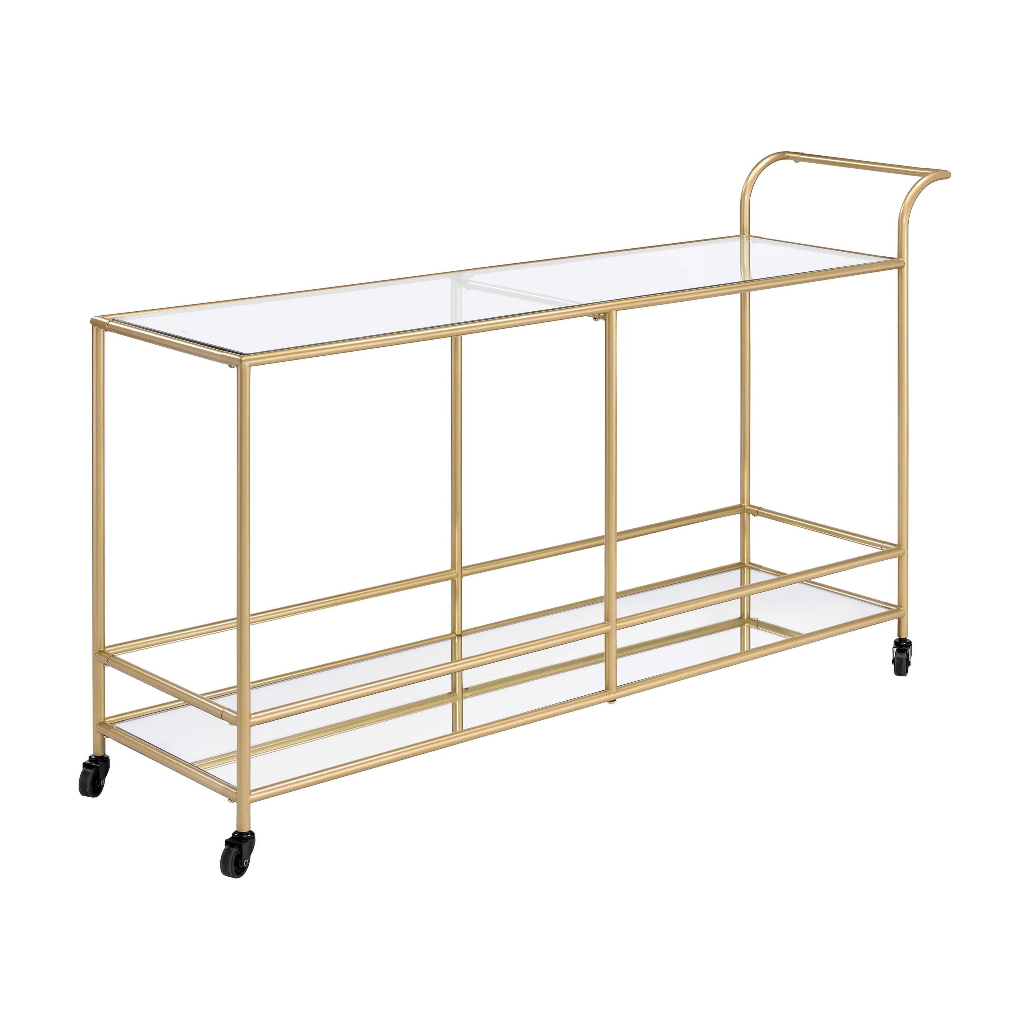 Picture of ACME Furniture 98425 61 x 16 x 37 in. Kenda Serving Cart - Clear Glass&#44; Mirrored & Gold