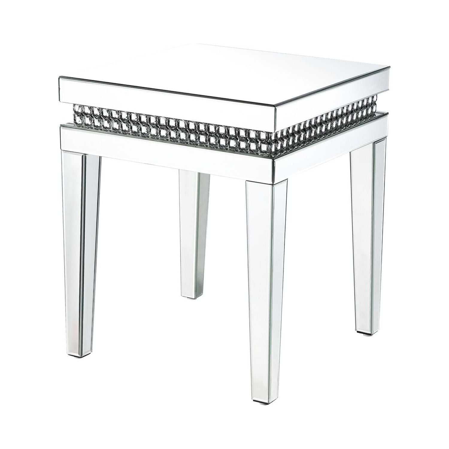 Picture of ACME Furniture 88052 20 x 20 x 24 in. Lotus End Table&#44; Mirrored & Faux Crystals