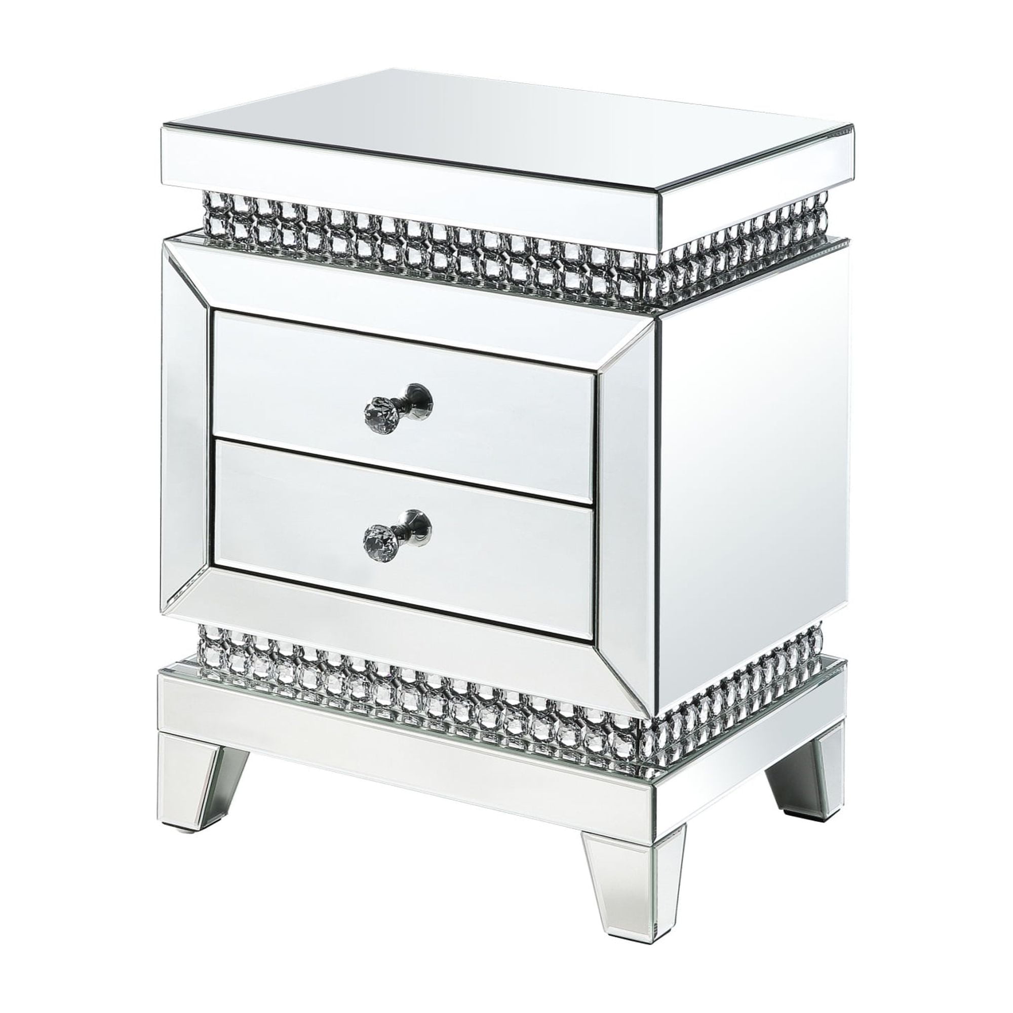 Picture of ACME Furniture 88054 Lotus Accent Table&#44; Mirrored & Faux Crystals