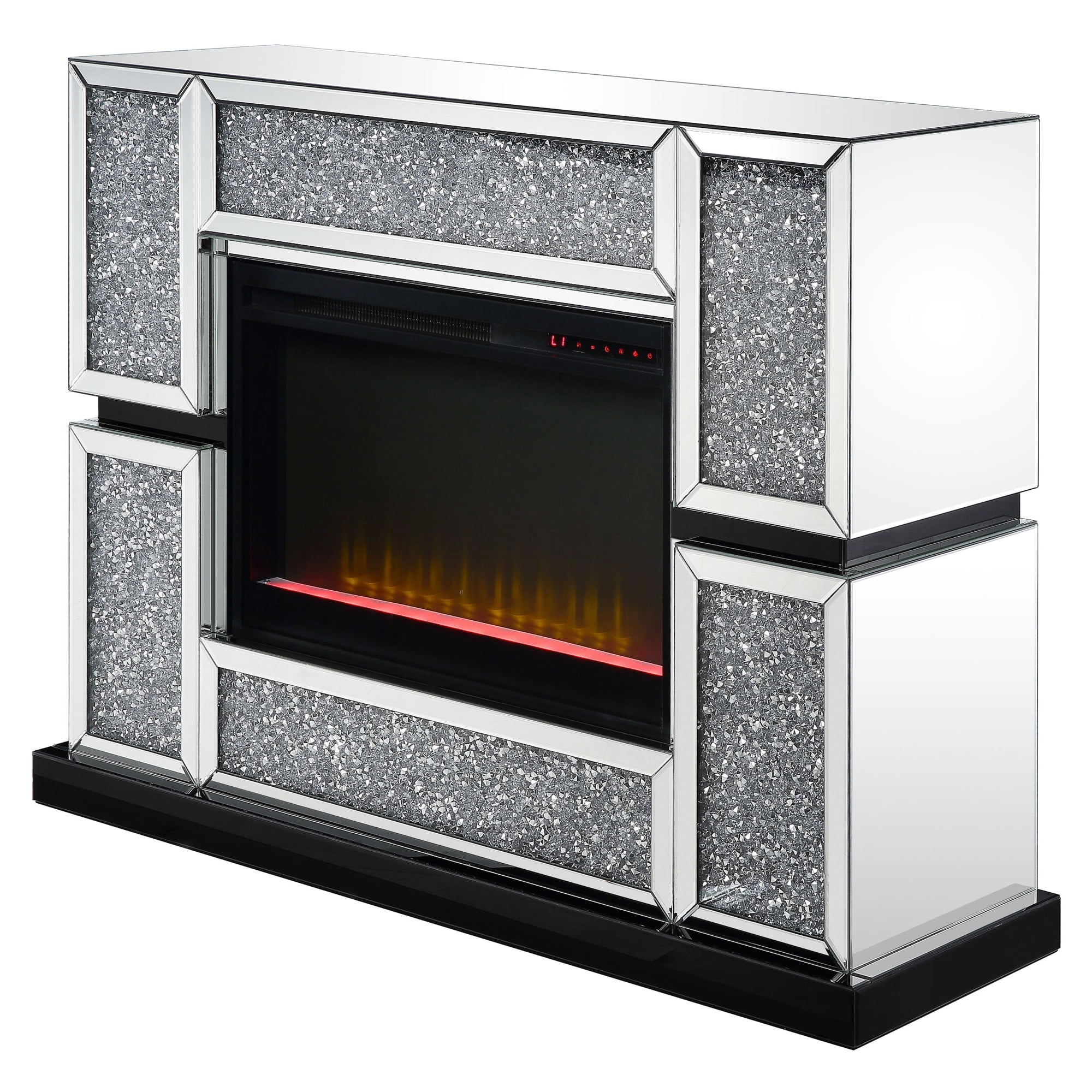 Picture of ACME Furniture 90660 Noralie Mirrored & Faux Diamonds Fireplace