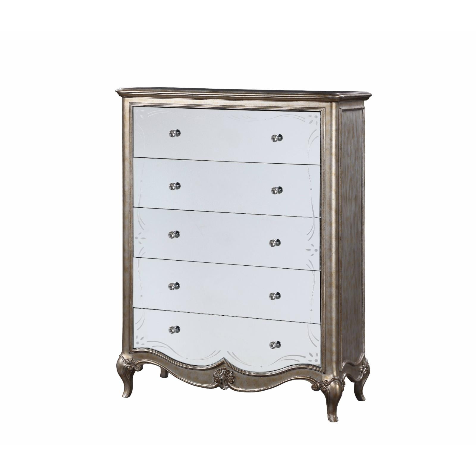 Esteban 5 Drawer Chest, Antique Champagne - Acme Furniture 22206