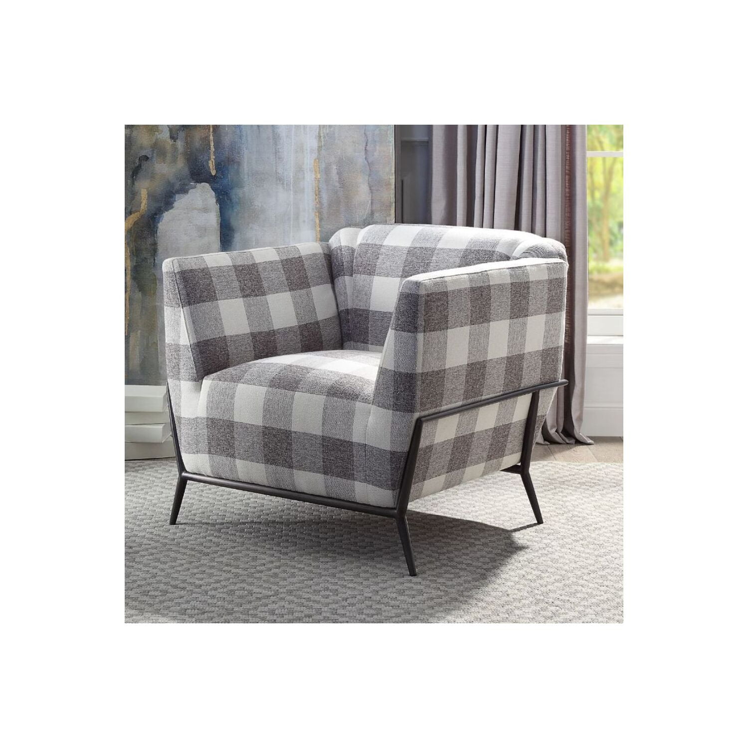 Picture of ACME Furniture 59725 32 x 32 x 31 in. Niamey II Accent Chair&#44; Pattern Fabric & Metal