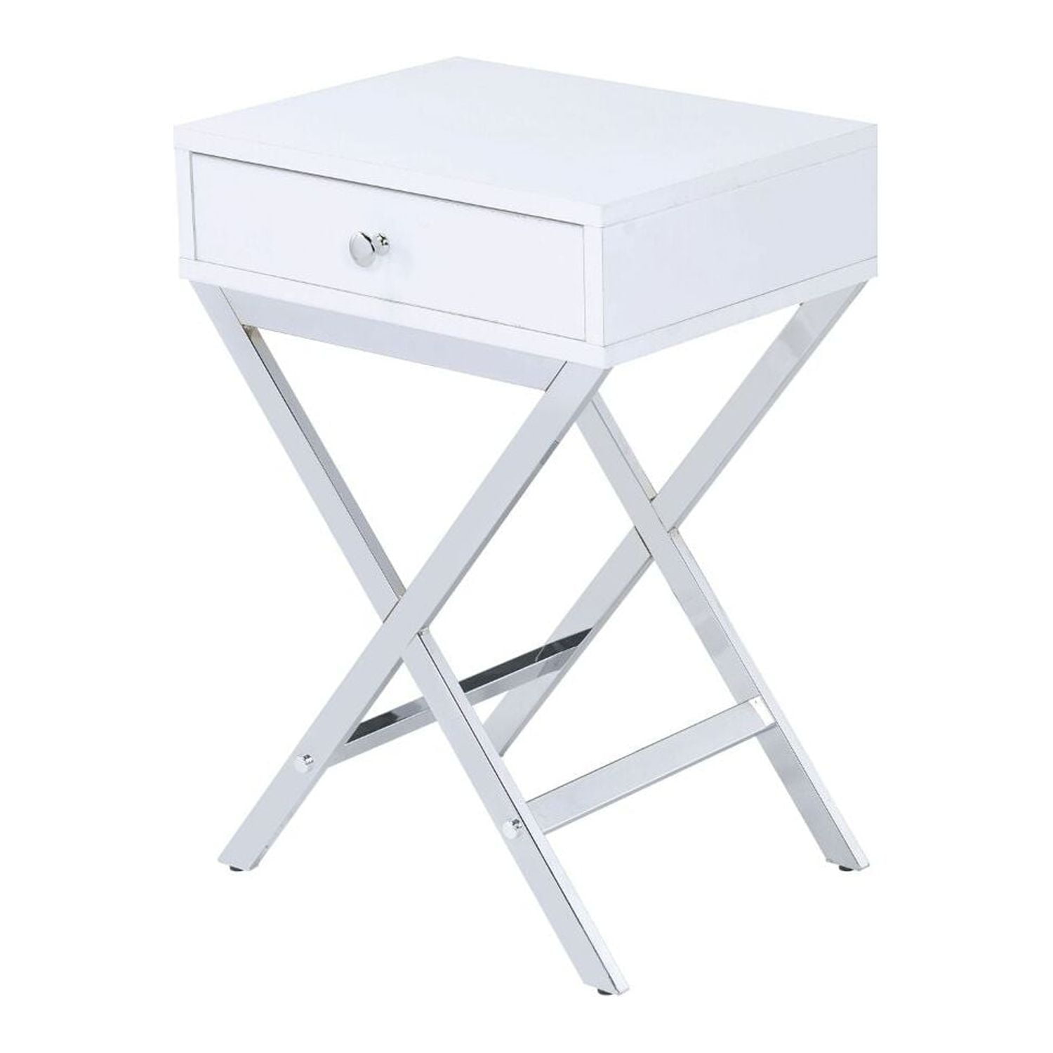 Picture of ACME Furniture 82696 Coleen Accent Table&#44; White & Chrome - 23 x 12 x 16 in.