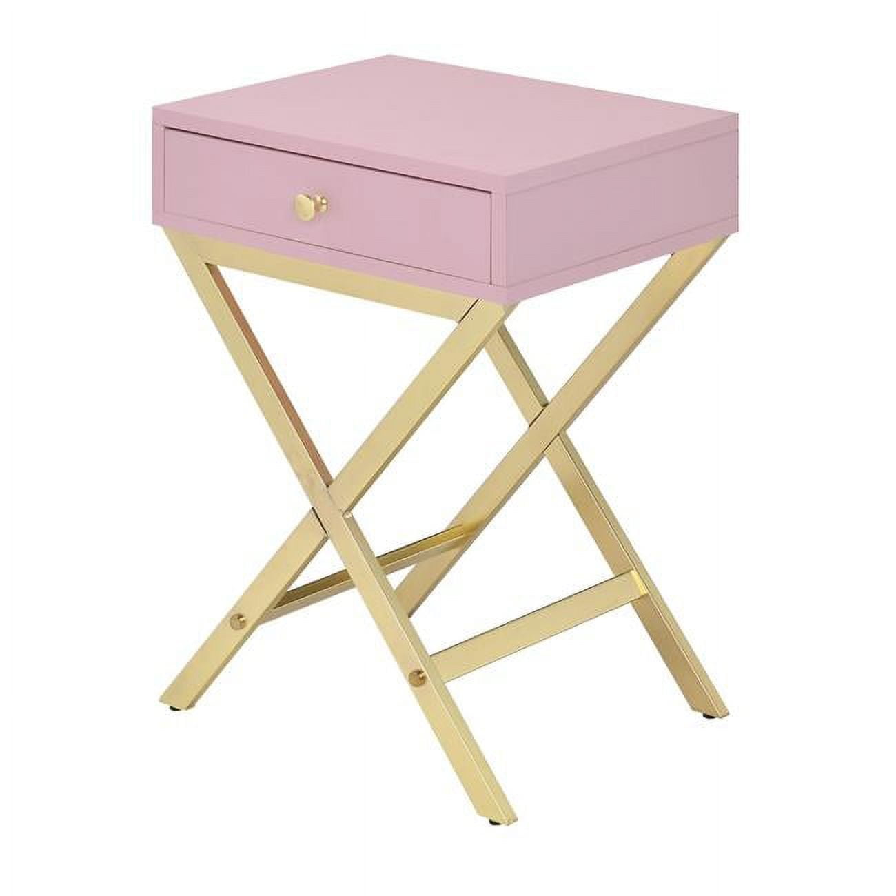 Picture of ACME Furniture 82698 16 x 12 x 22 in. Coleen Side Table&#44; Pink & Gold