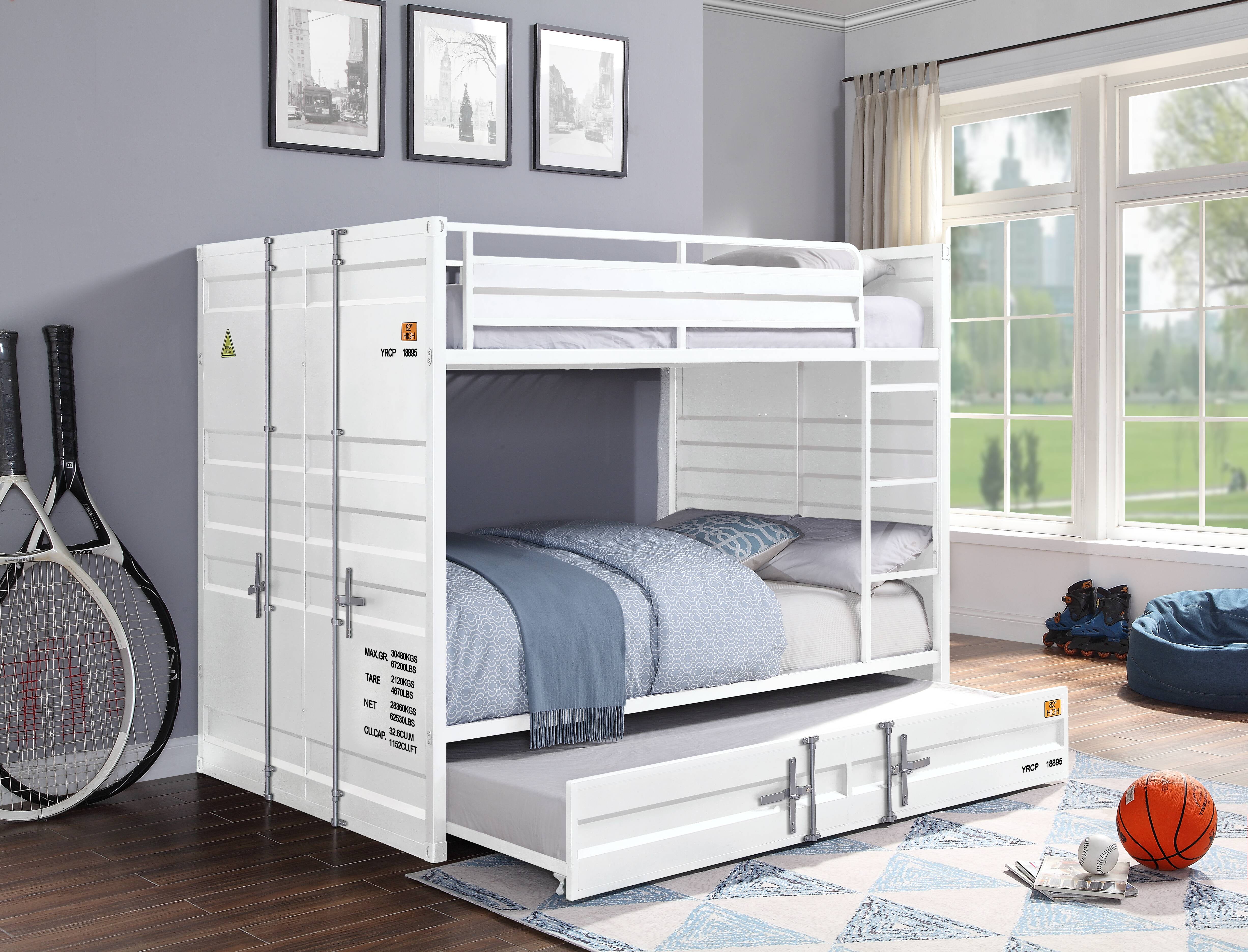 Picture of ACME Furniture 37885 78 x 56 x 65 in. Cargo Bunk Bed, White - Full Size