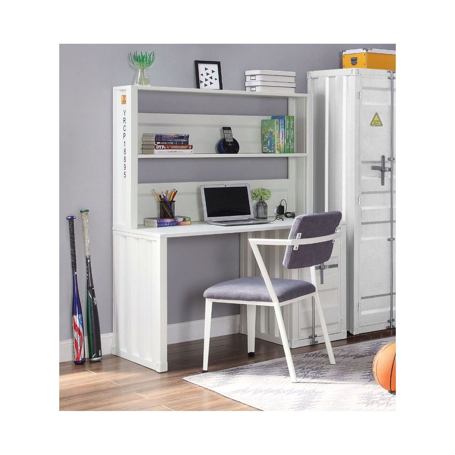Picture of ACME Furniture 37887 60 x 24 x 47 in. Cargo Computer Desk & Hutch&#44; White