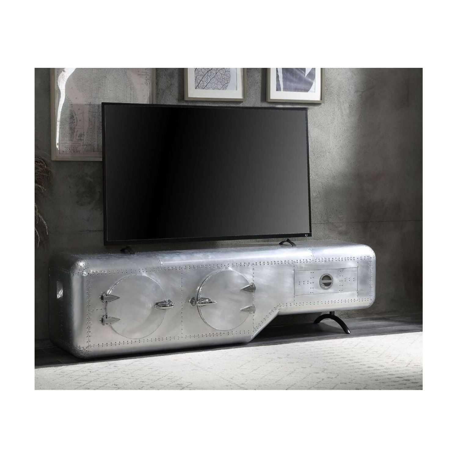 Picture of ACME Furniture 91358 79 x 22 x 22 in. Brancaster TV Stand, Aluminum