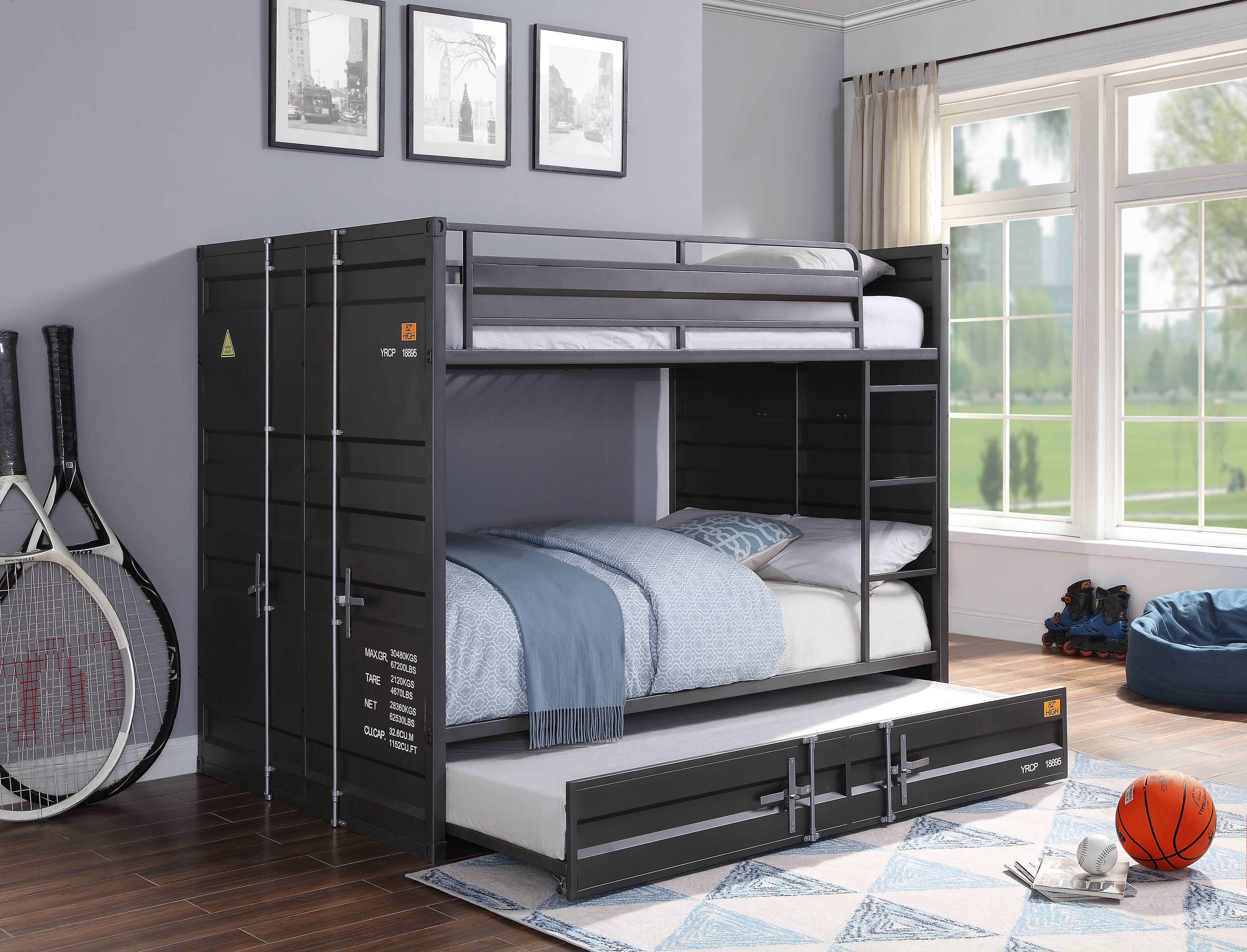 Picture of ACME Furniture 37895 78 x 56 x 65 in. Cargo Bunk Bed, Gunmetal - Full Size