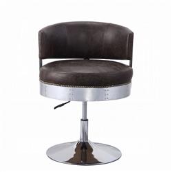 Picture of ACME Furniture 96268 30-35 x 20 in. Brancaster Adjustable Chair with Swivel&#44; Distress Chocolate Top Grain Leather & Chrome