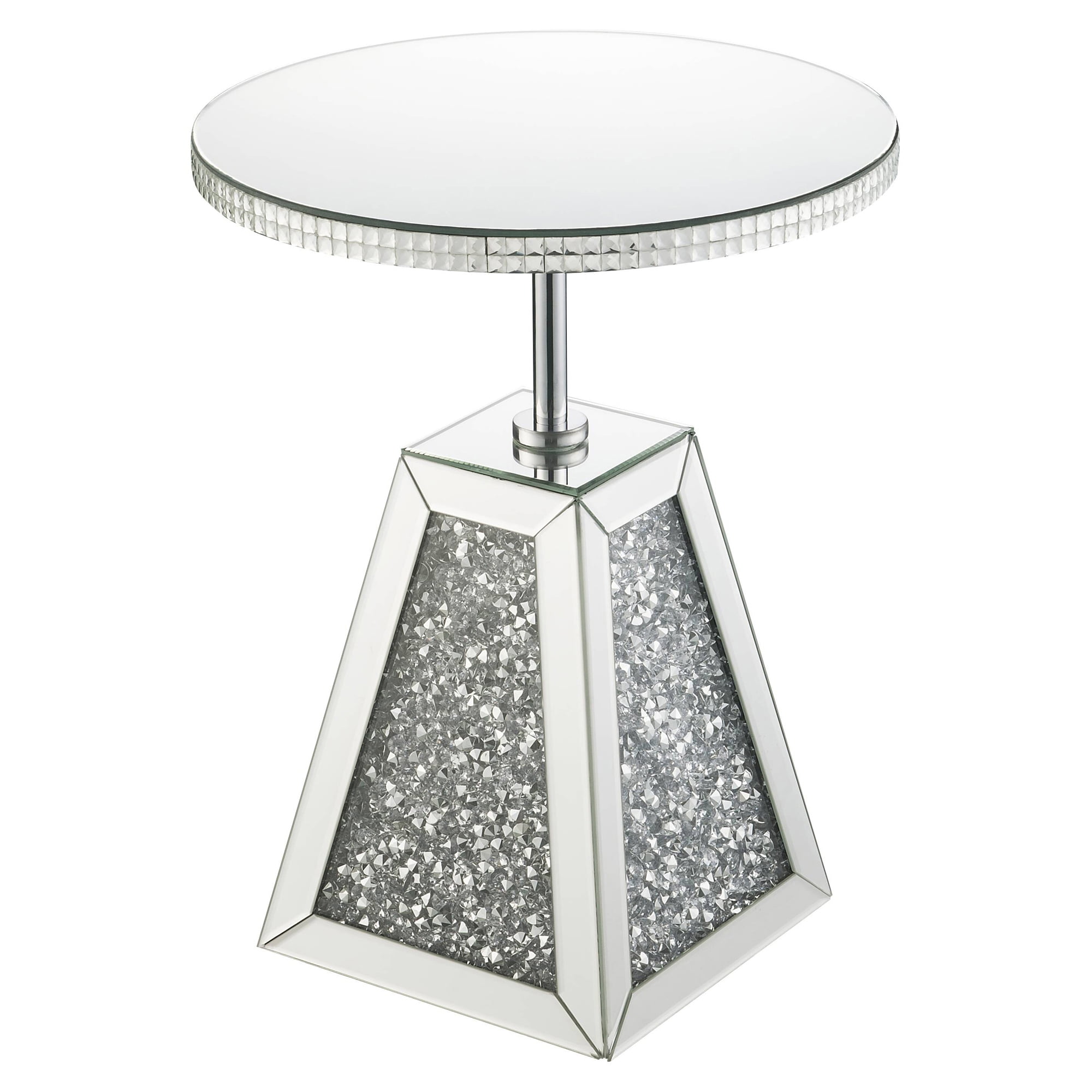 Picture of ACME Furniture 97702 16 in. dia. x 20 in. Noralie Accent Table&#44; Mirrored & Faux Diamonds