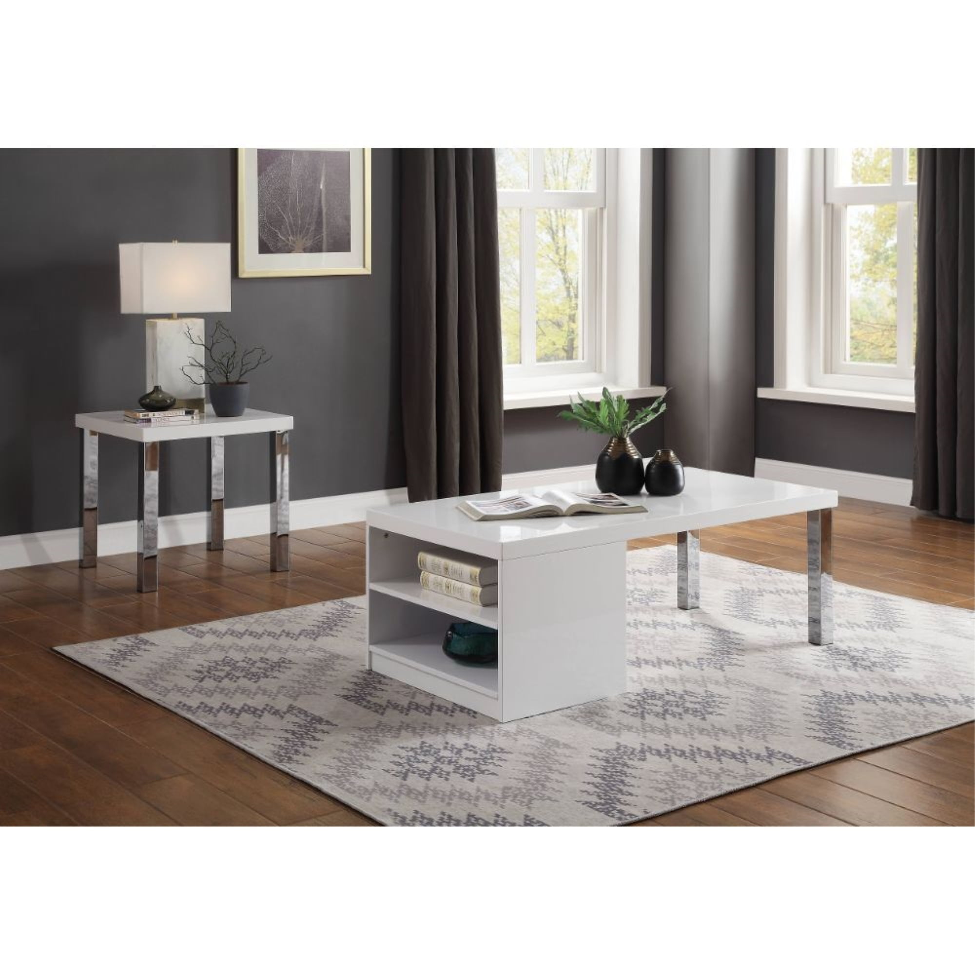 Picture of ACME Furniture 82330 47 x 24 x 18 in. Harta Coffee Table&#44; White High Gloss & Chrome