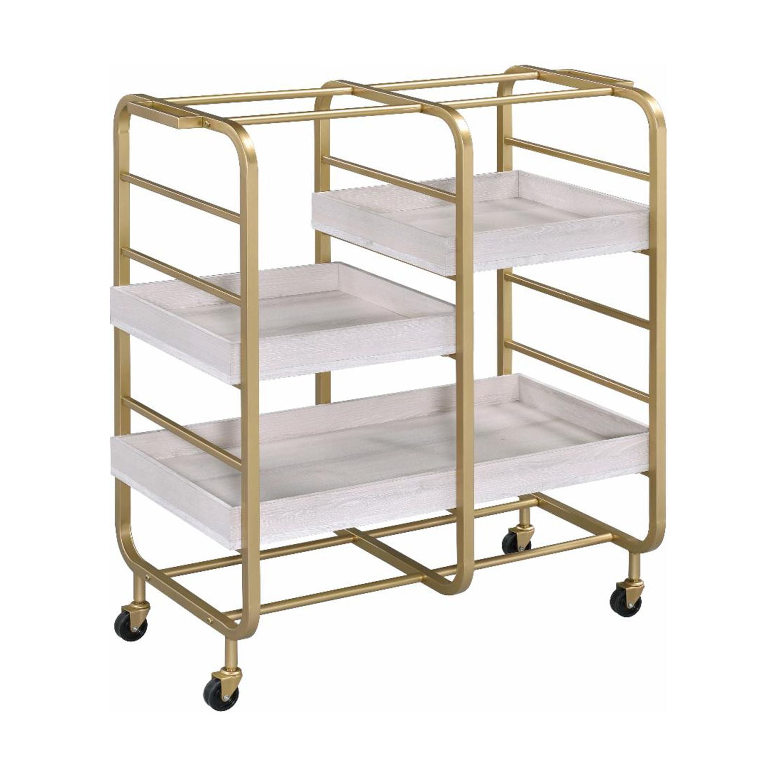 Picture of ACME Furniture 98412 34 x 17 x 38 in. Vorrik Serving Cart&#44; Gold & White-Washed