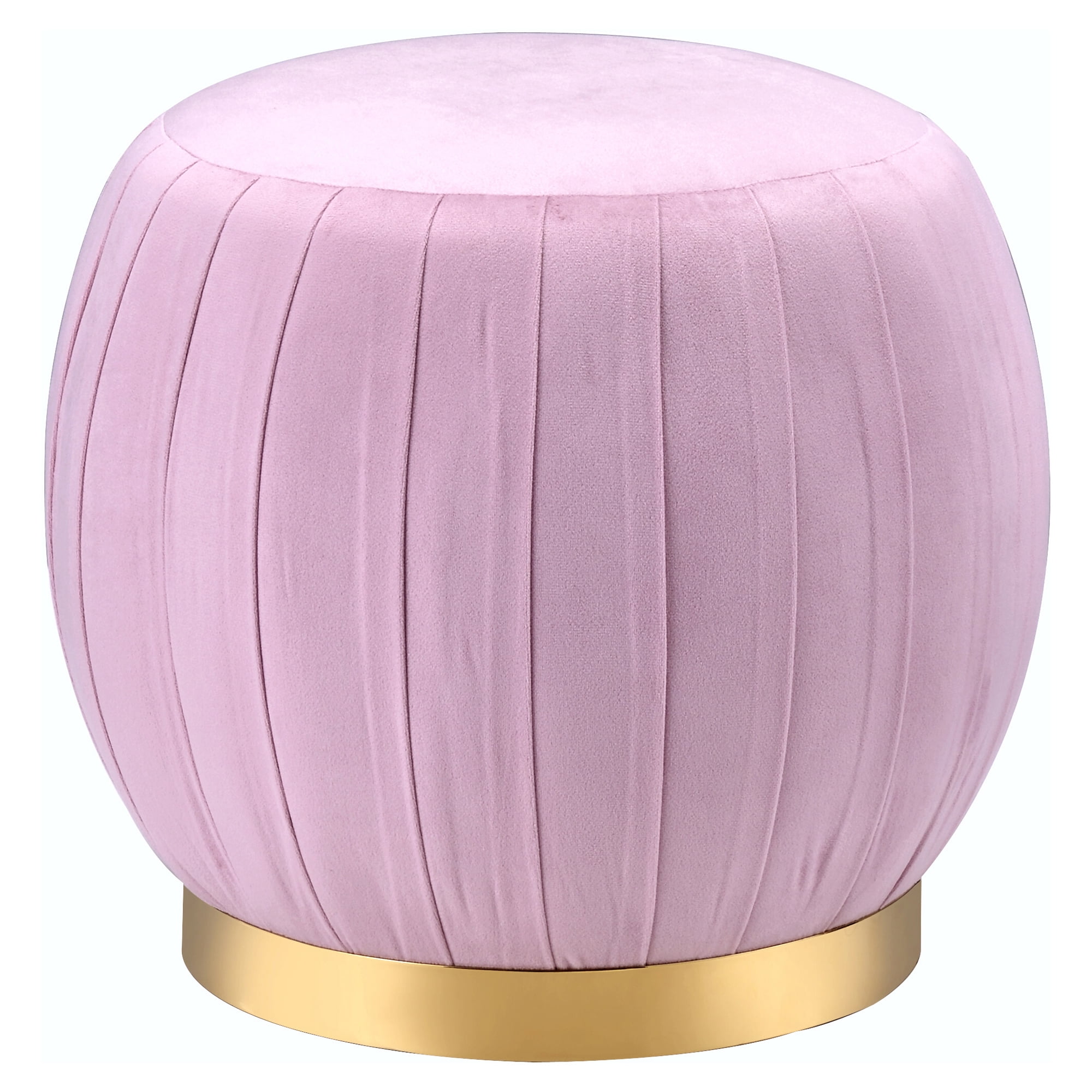 Picture of ACME Furniture 96448 19 in. dia. x 17 in. Zinnia Ottoman&#44; Pink Carnation Velvet & Gold