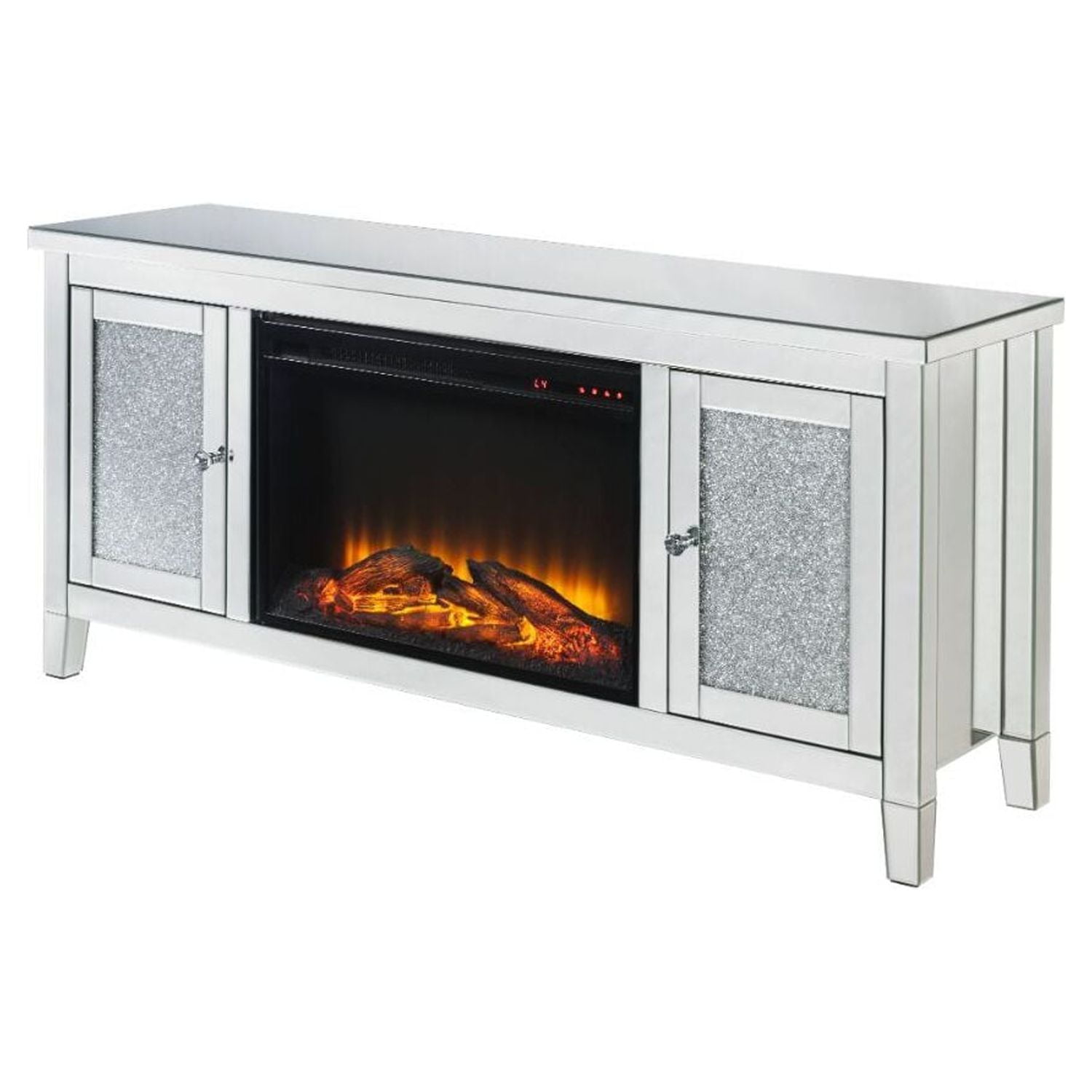 Picture of ACME Furniture 91770 Noralie Mirrored TV Stand with LED Fireplace
