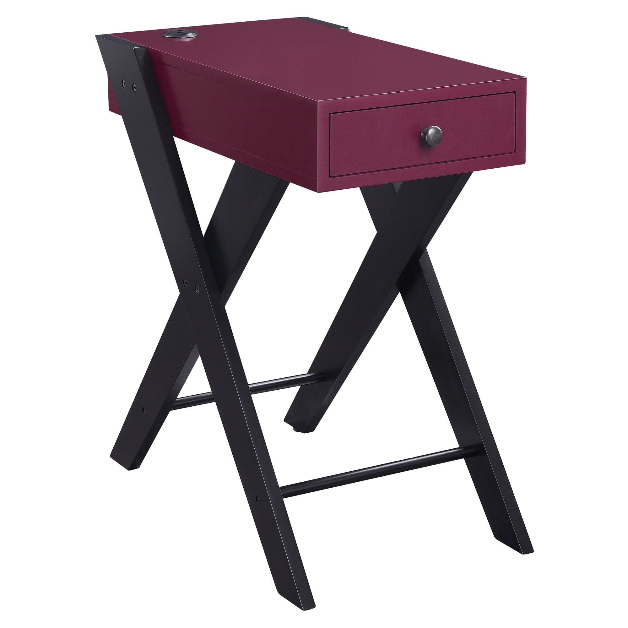 Picture of ACME Furniture 97737 13 x 22 x 24 in. Fierce USB Charging Dock Side Table&#44; Burgundy & Black