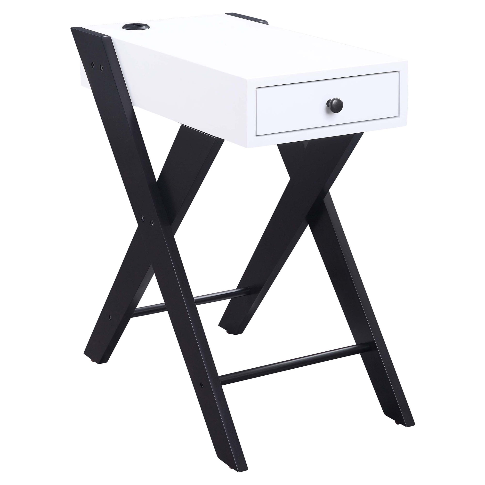 Picture of Acme Furniture 97738 Fierce Side Table with USB Charging Dock&#44; White & Black - Wood