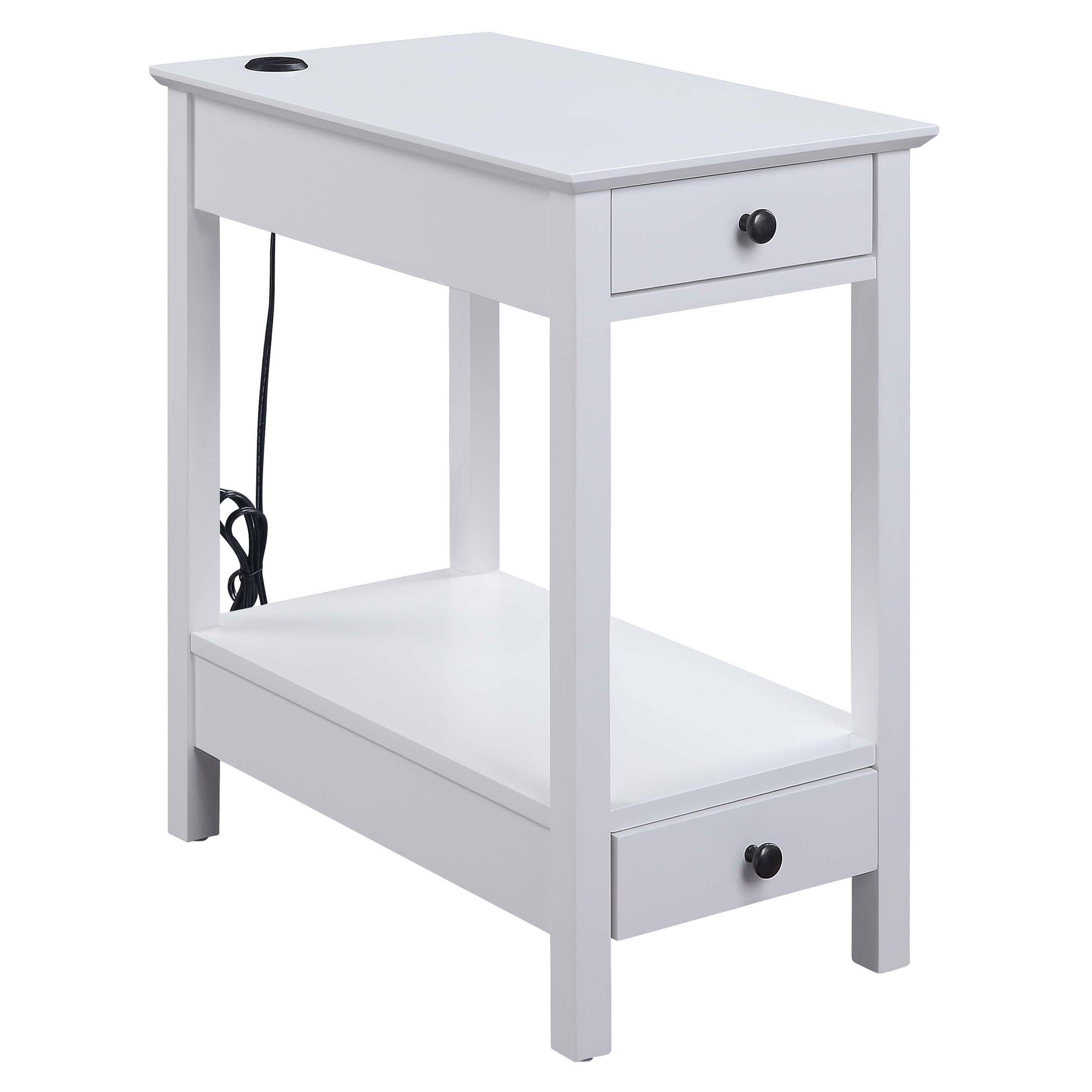 Picture of ACME Furniture 97741 Side Table with USB Charging Dock&#44; White - 25 x 23 x 13 in.