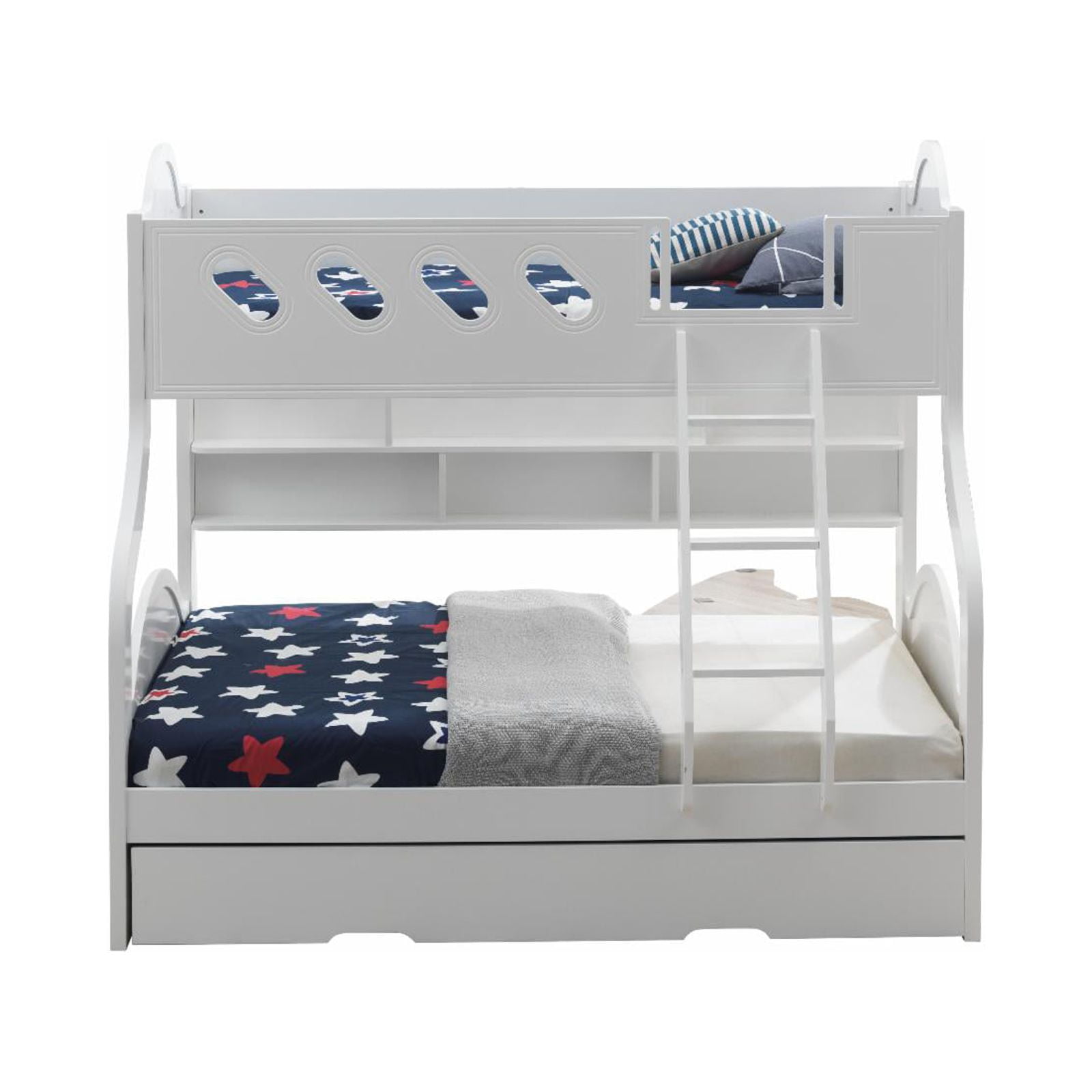 Picture of ACME Furniture 38160 79 x 57 x 74 in. Grover Bunk Bed with Storage&#44; White - Twin & Full Size