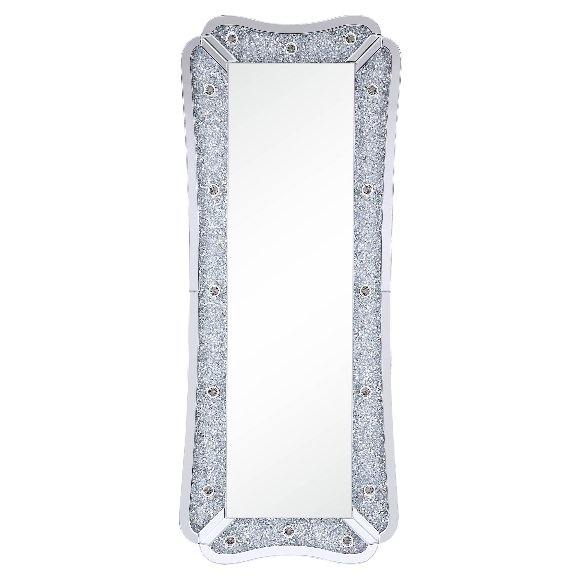 Picture of ACME Furniture 97755 Mirrored & Faux Diamonds Floor Accent Mirror&#44; Silver - 63 x 4 x 26 in.