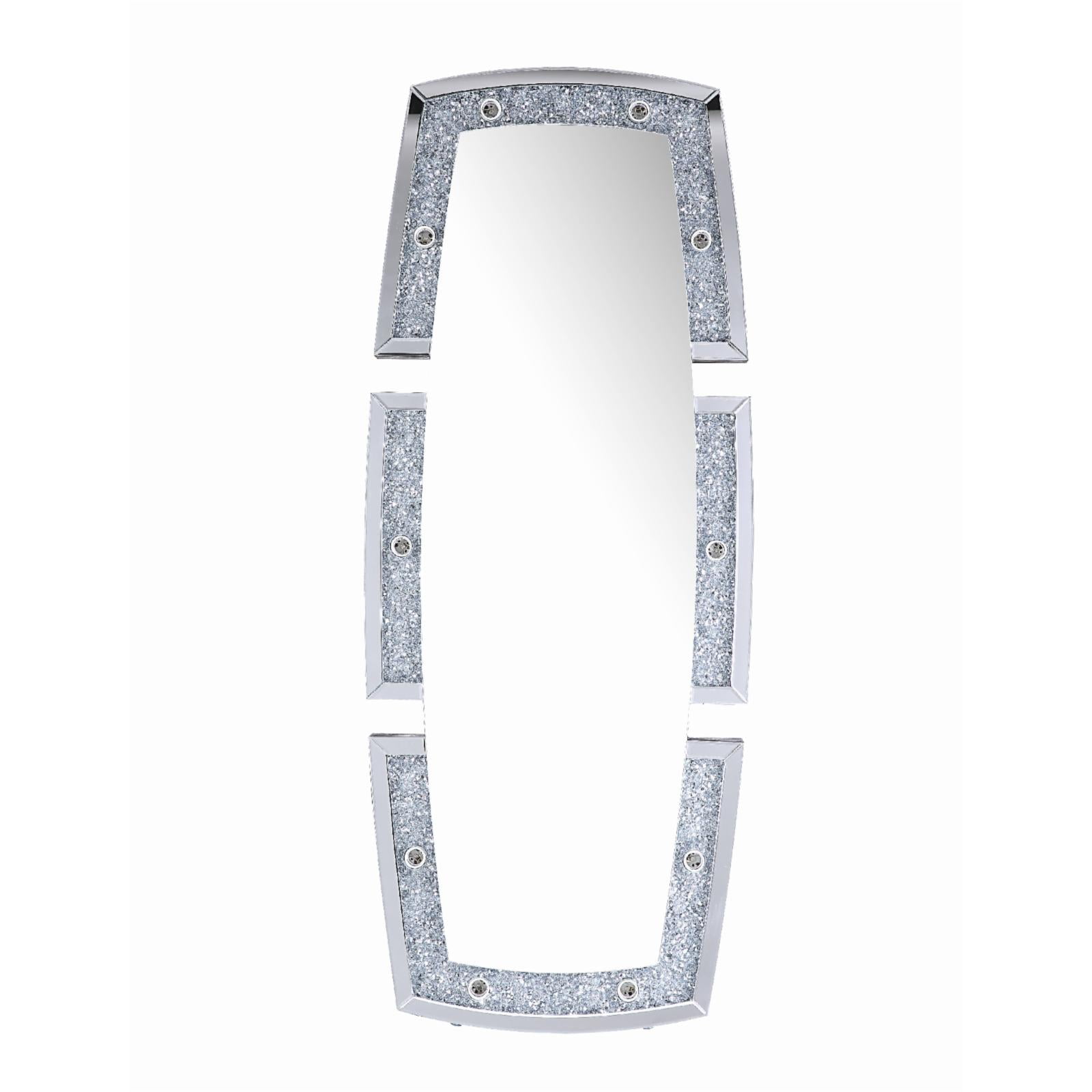 Picture of ACME Furniture 97759 Mirrored & Faux Diamonds Floor Accent Oval Mirror&#44; Silver - 63 x 4 x 26 in.