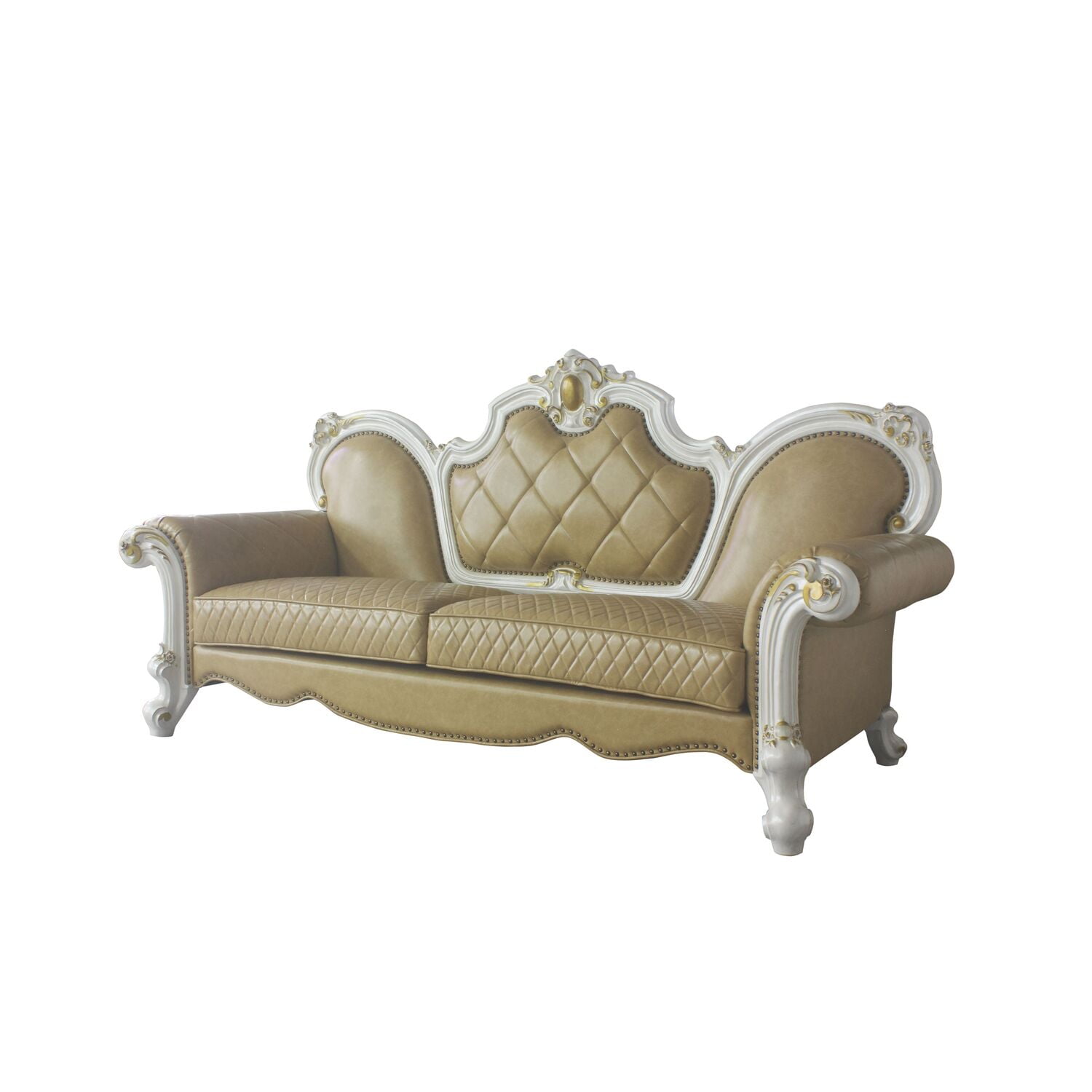 Picture of ACME Furniture 58210 Sofa with 5 Pillows&#44; Antique Pearl & Butterscotch PU - 49 x 39 x 93 in.
