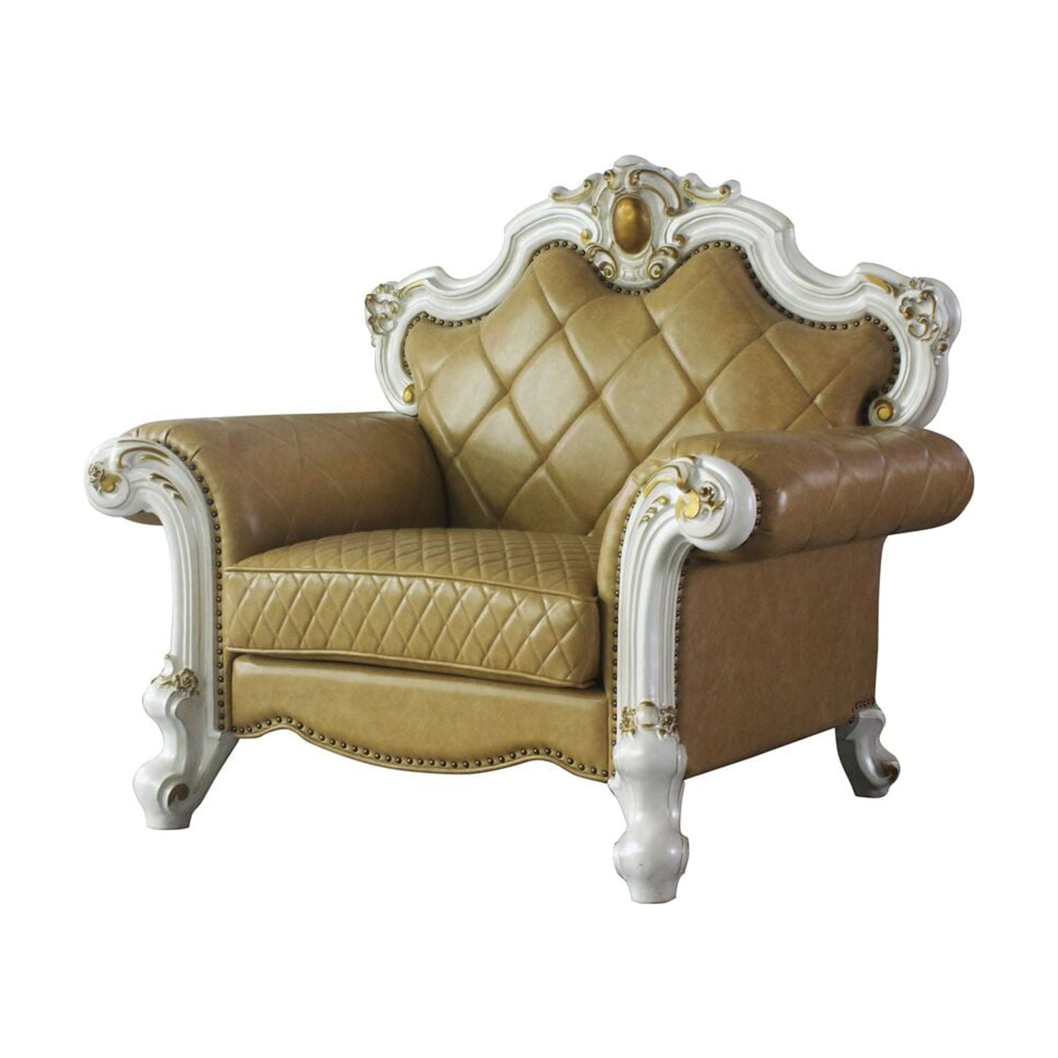 Picture of ACME Furniture 58212 Chair with 1 Pillow&#44; Antique Pearl & Butterscotch PU - 47 x 39 x 50 in.