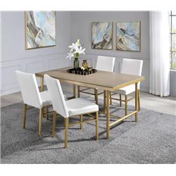 Picture of ACME Furniture 72270 32 x 60 in. Entropy Dining Set - PU&#44; Ash Oak & Champagne - 5 Piece