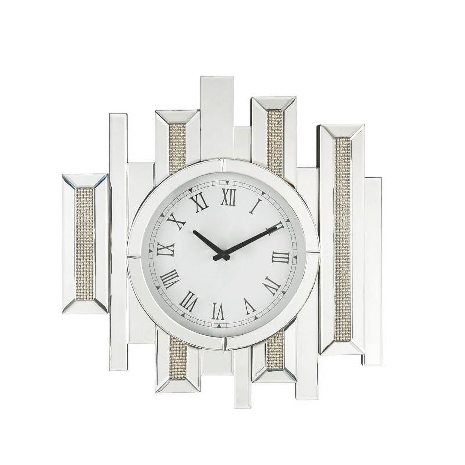 Picture of ACME Furniture 97728 Lavina Wall Clock&#44; Mirrored & Faux Diamonds