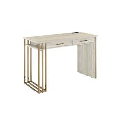 Picture of Acme Furniture 92935 30 x 19 x 42 in. Tyeid 2 Drawer Rectangle Desk&#44; Antique White & Gold